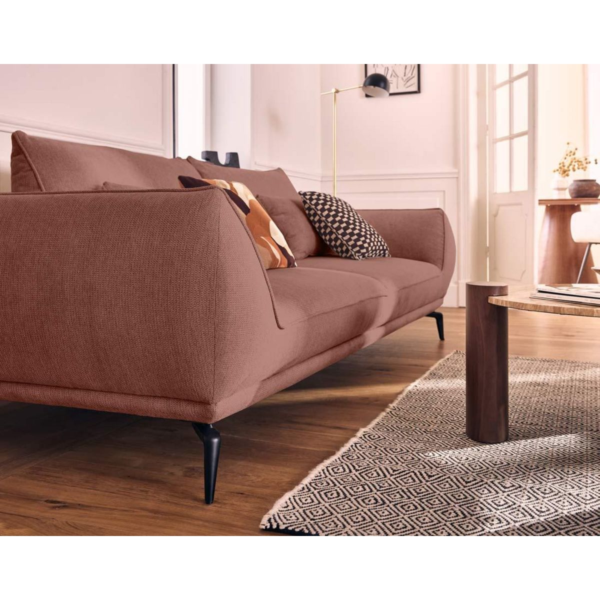 LISA DESIGN Arica - canapé droit 3 places convertible en tissu texturé