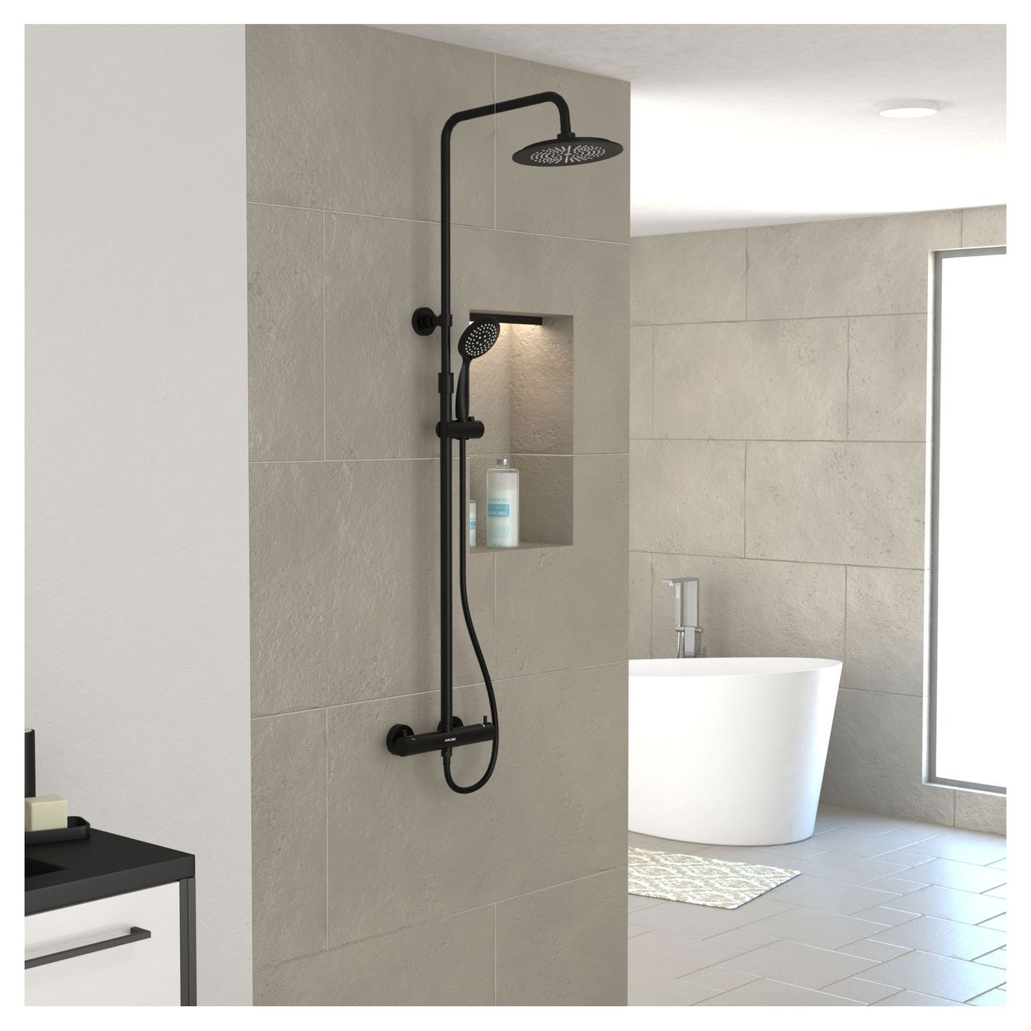 Voir la diapositive 1 : Aurlane Colonne de douche Thermostatique Arty Noir