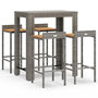 Voir la diapositive 2 : VIDAXL Ensemble de bar jardin 5 pcs gris poly rotin/bois massif acacia