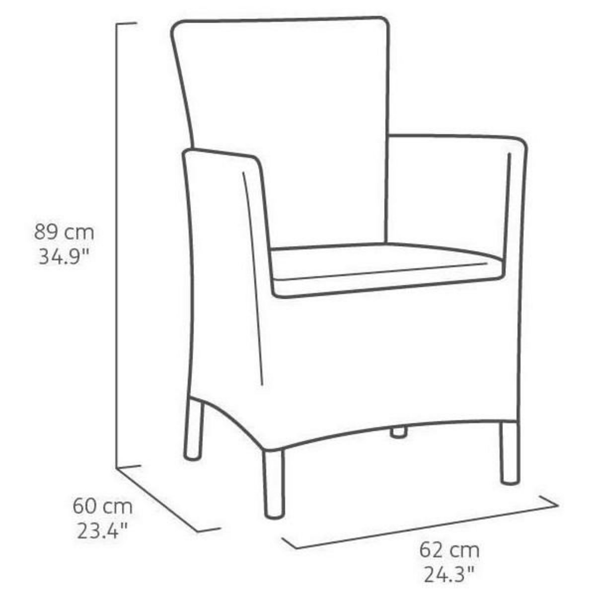 ALLIBERT by KETER Fauteuil de jardin - Allibert by KETER - IOWA - En résine imitation rotin tressé - Coloris : gris graphite - Avec coussin