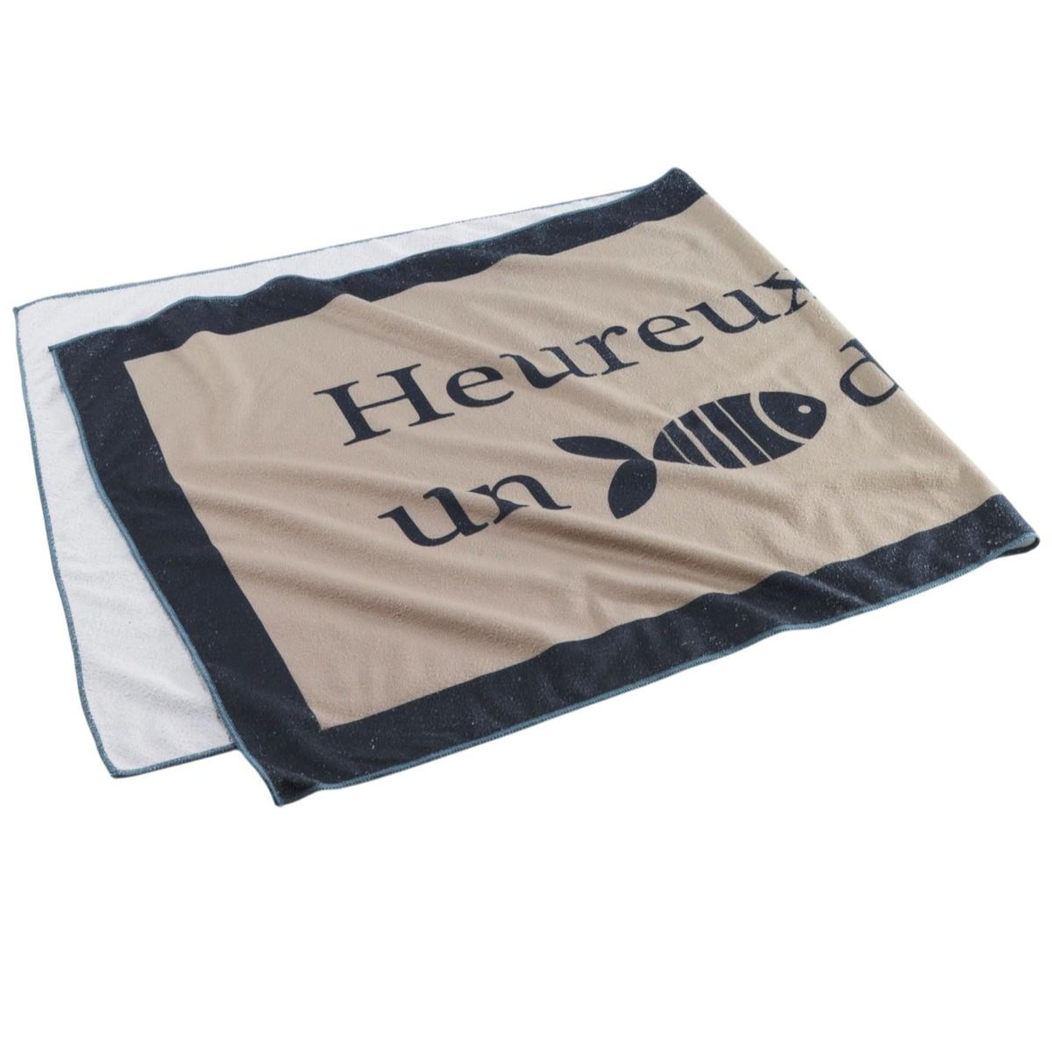 Eden Serviette de plage imprime fish taupe 70 x 150 cm