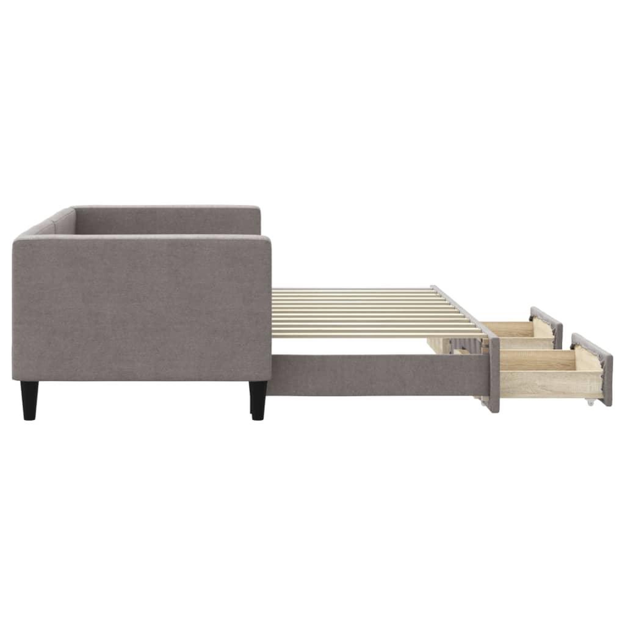 Voir la diapositive 4 : VIDAXL Lit de jour avec gigogne et tiroirs sans matelas taupe 80x200cm