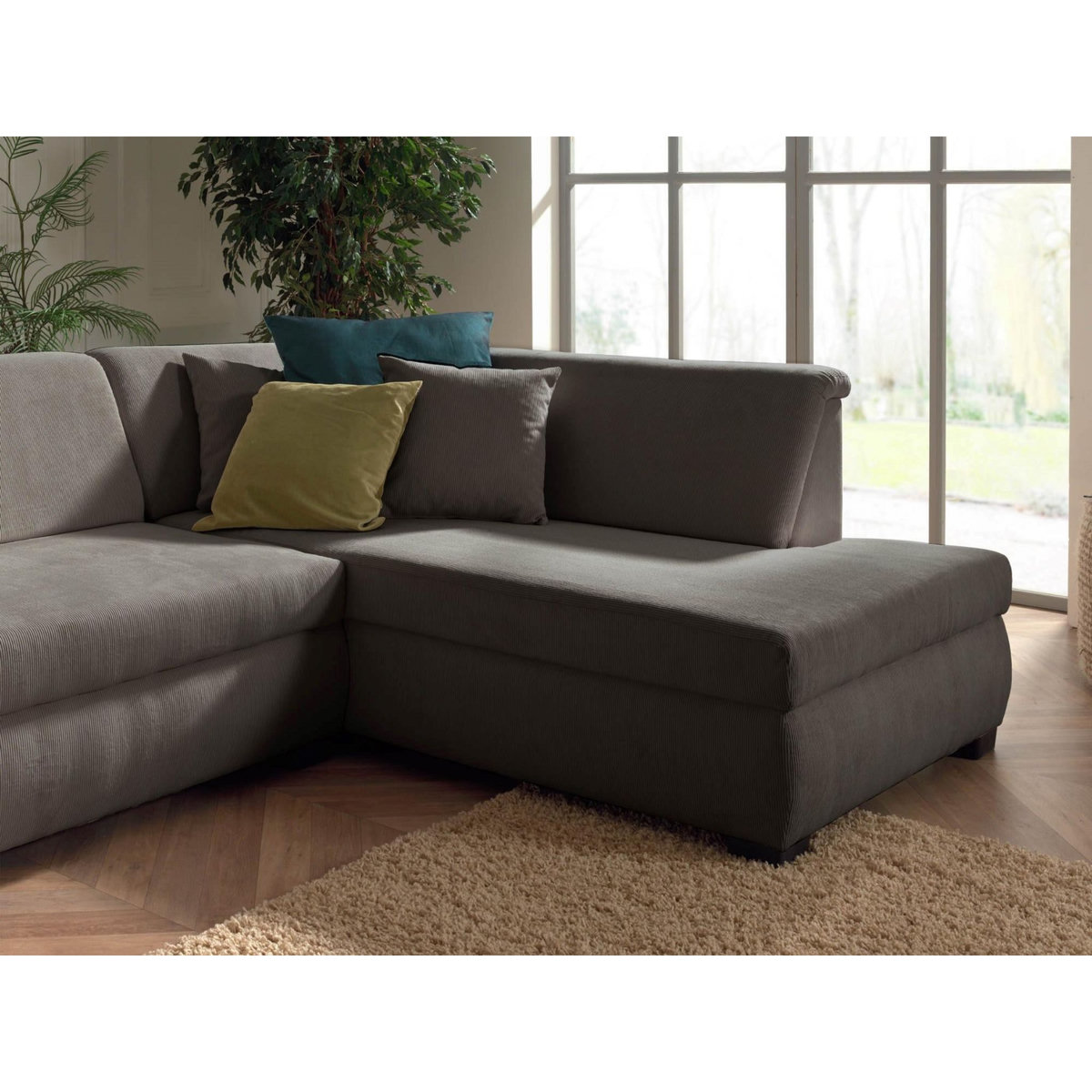 LISA DESIGN Malcom - canapé panoramique d'angle droit - en velours côtelé