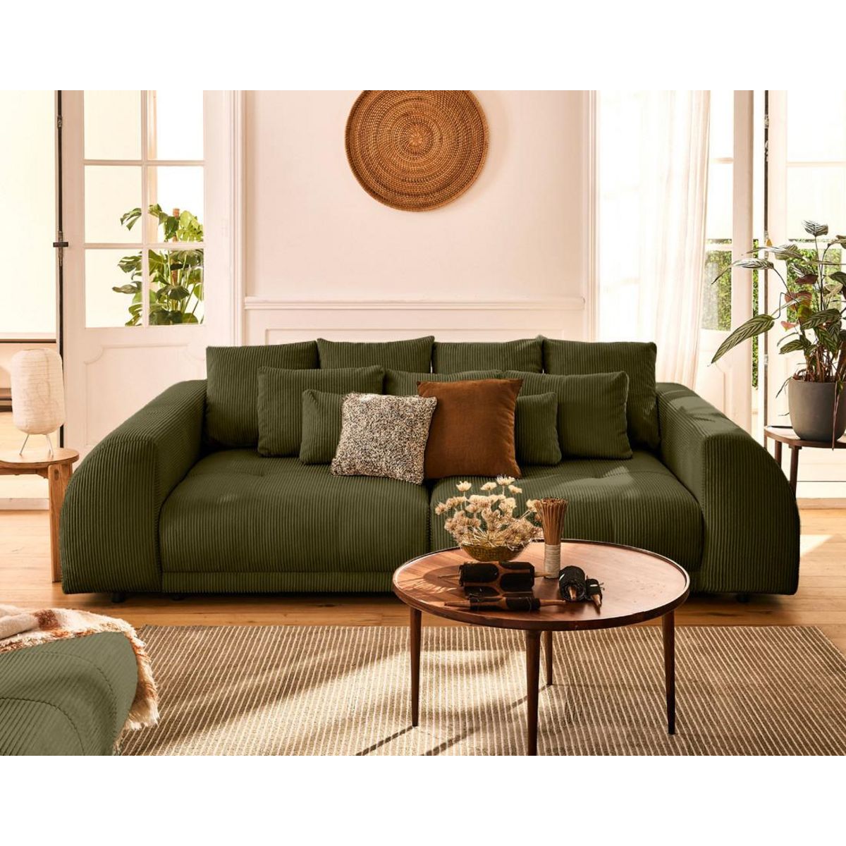 LISA DESIGN Amadora - canapé droit 4 places en velours côtelé