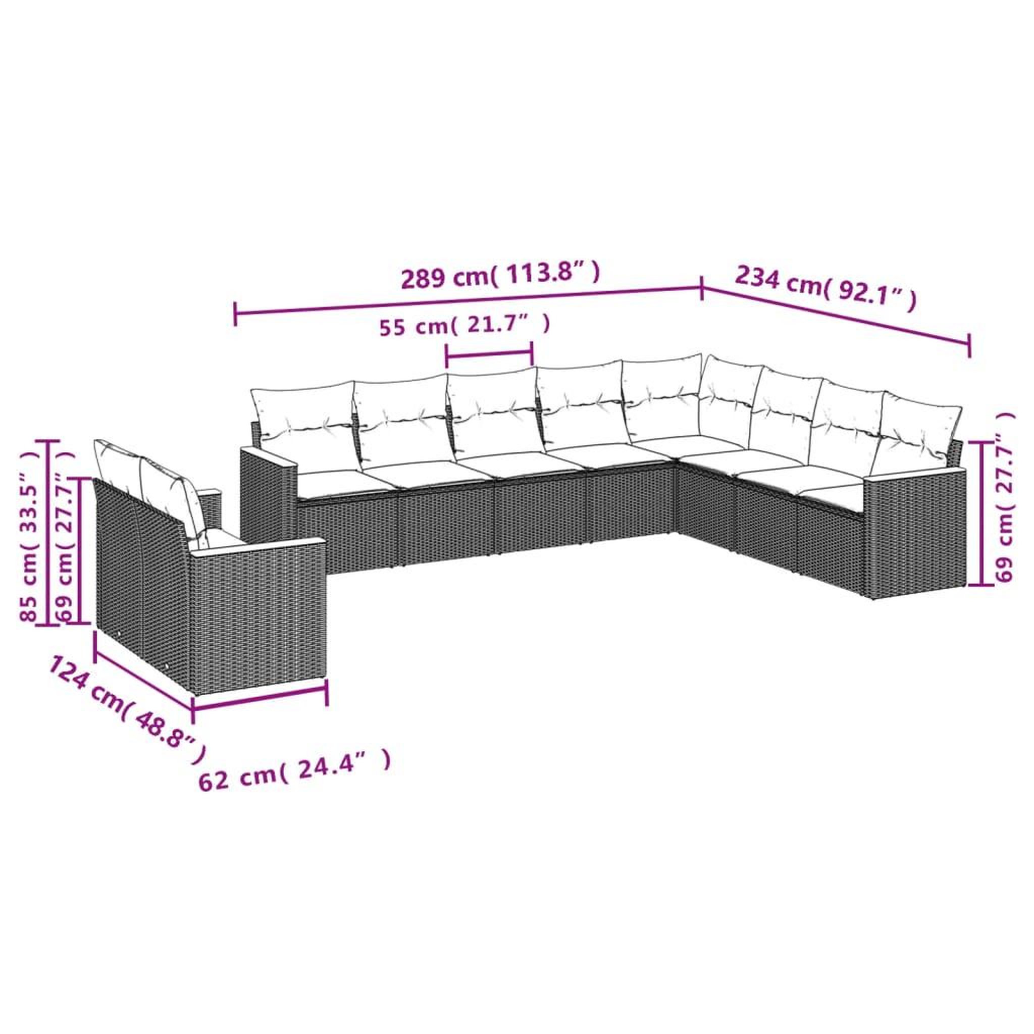 Voir la diapositive 4 : VIDAXL Salon de jardin 10 pcs avec coussins noir resine tressee