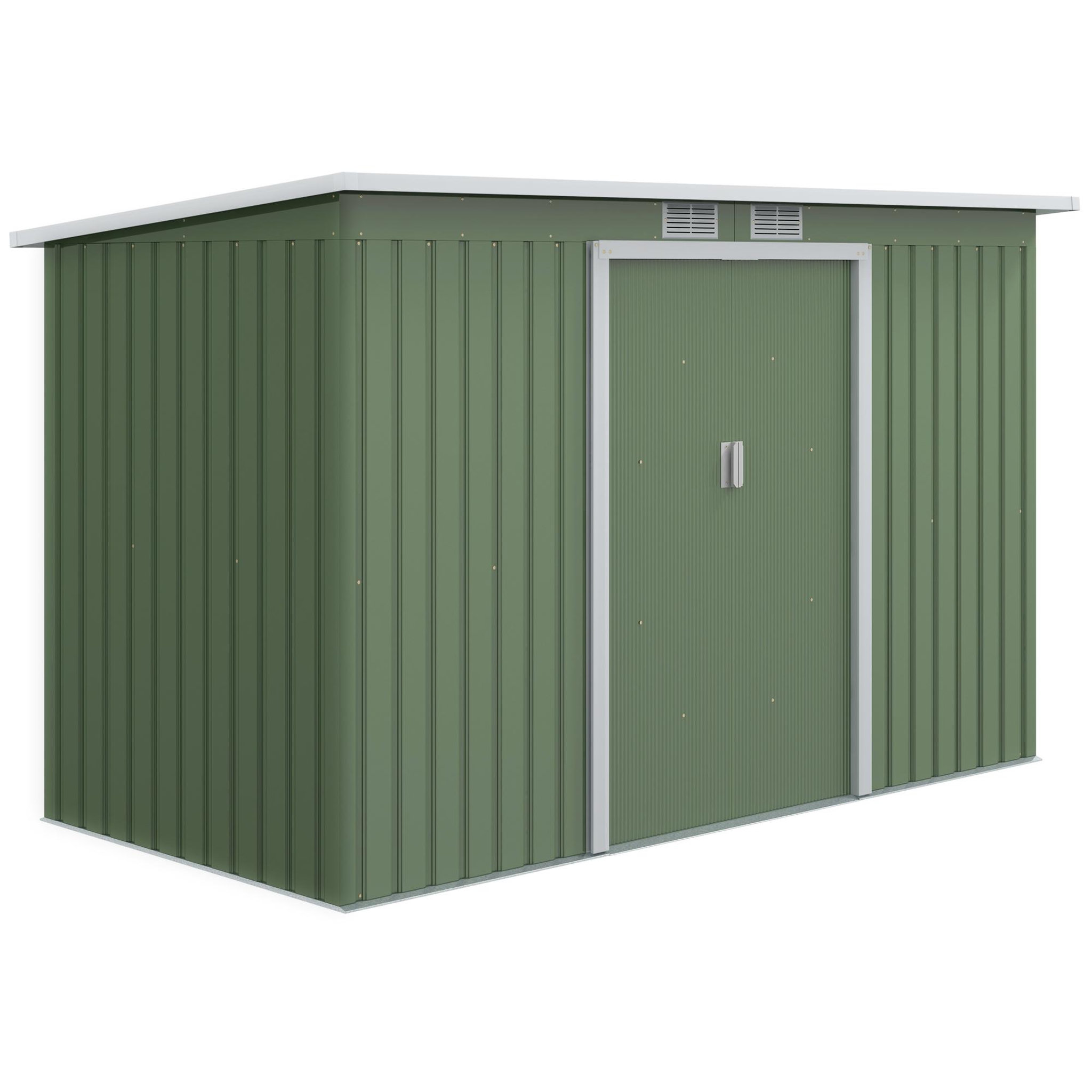 OUTSUNNY Abri de jardin - remise pour outils - cabanon portes verrouillables - dim. 2,8L x 1,3l x 1,72H m - tôle d'acier gris vert