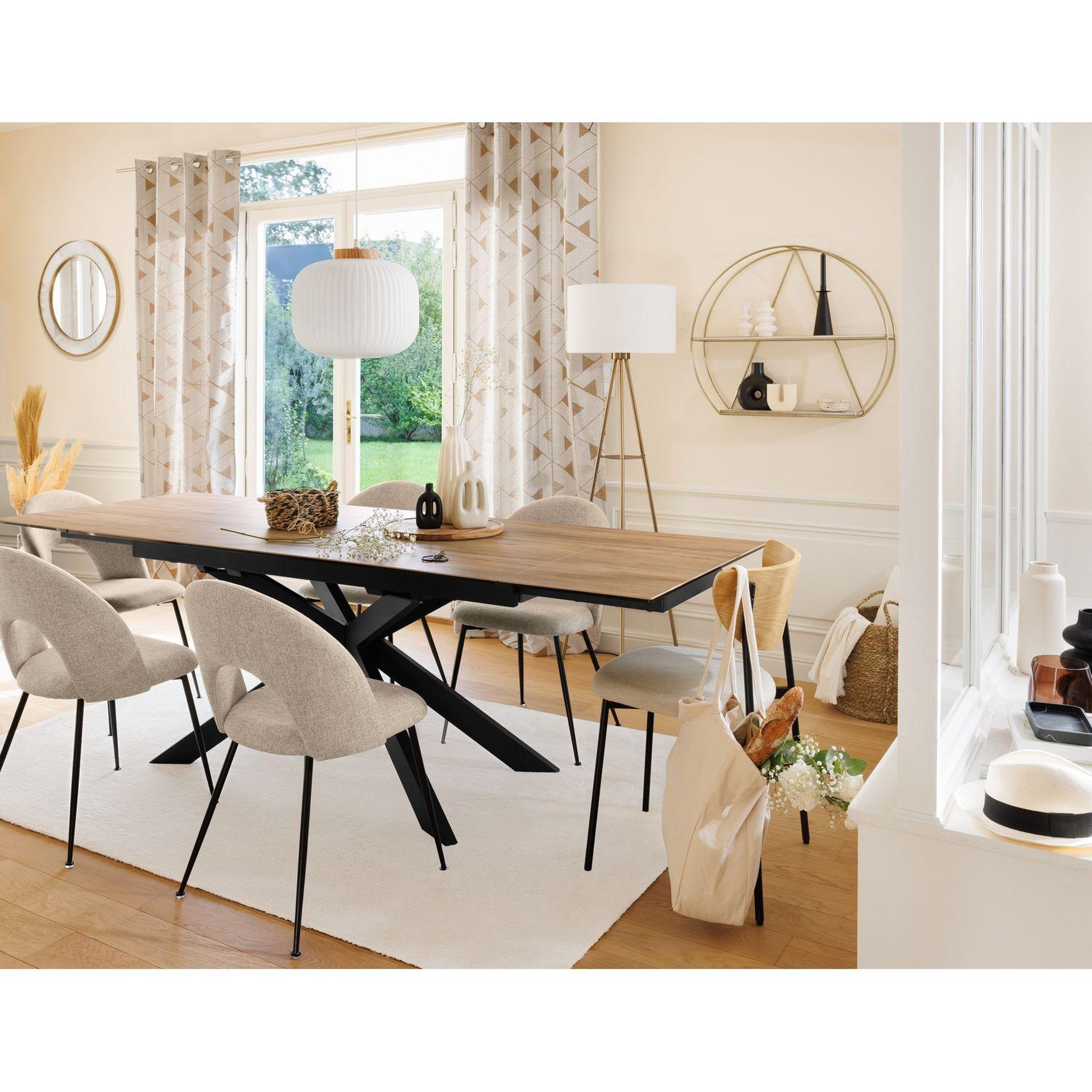 Voir la diapositive 6 : TOILINUX Lot de 4 chaises en tissu avec pieds métal raven - beige