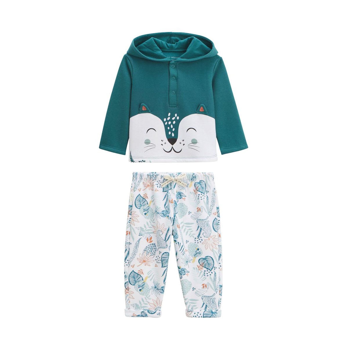 Petit Béguin Ensemble bébé sweat-shirt à capuche et pantalon en molleton Roméo