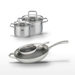 ELO Lot Poêle 24cm & 32cm Elo Relief Evolution avec 2 Faitouts 16/20cm