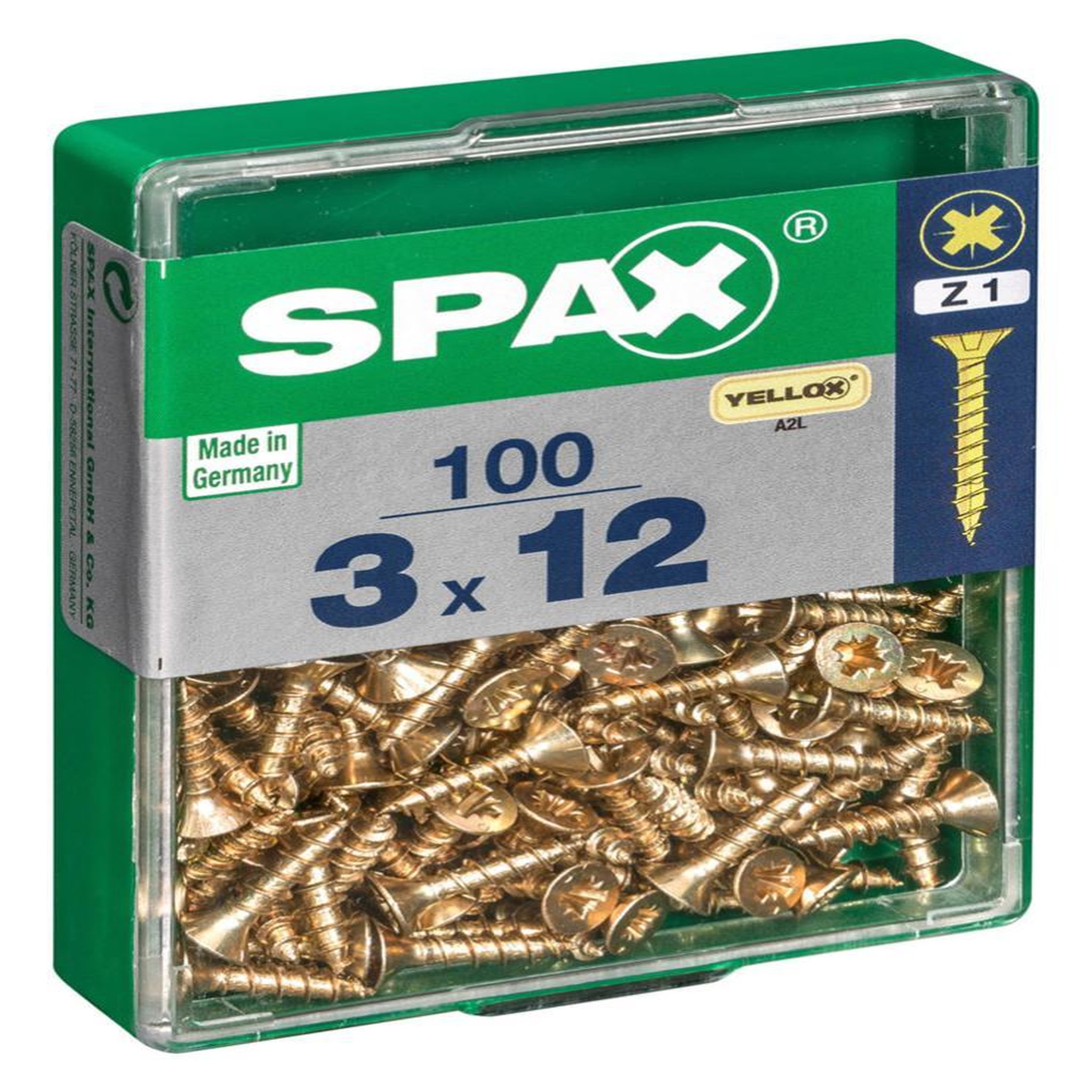 CENTRALE BRICO Lot de 100 vis acier tête fraisée pozidriv SPAX, Diam.3 mm x L.12 mm