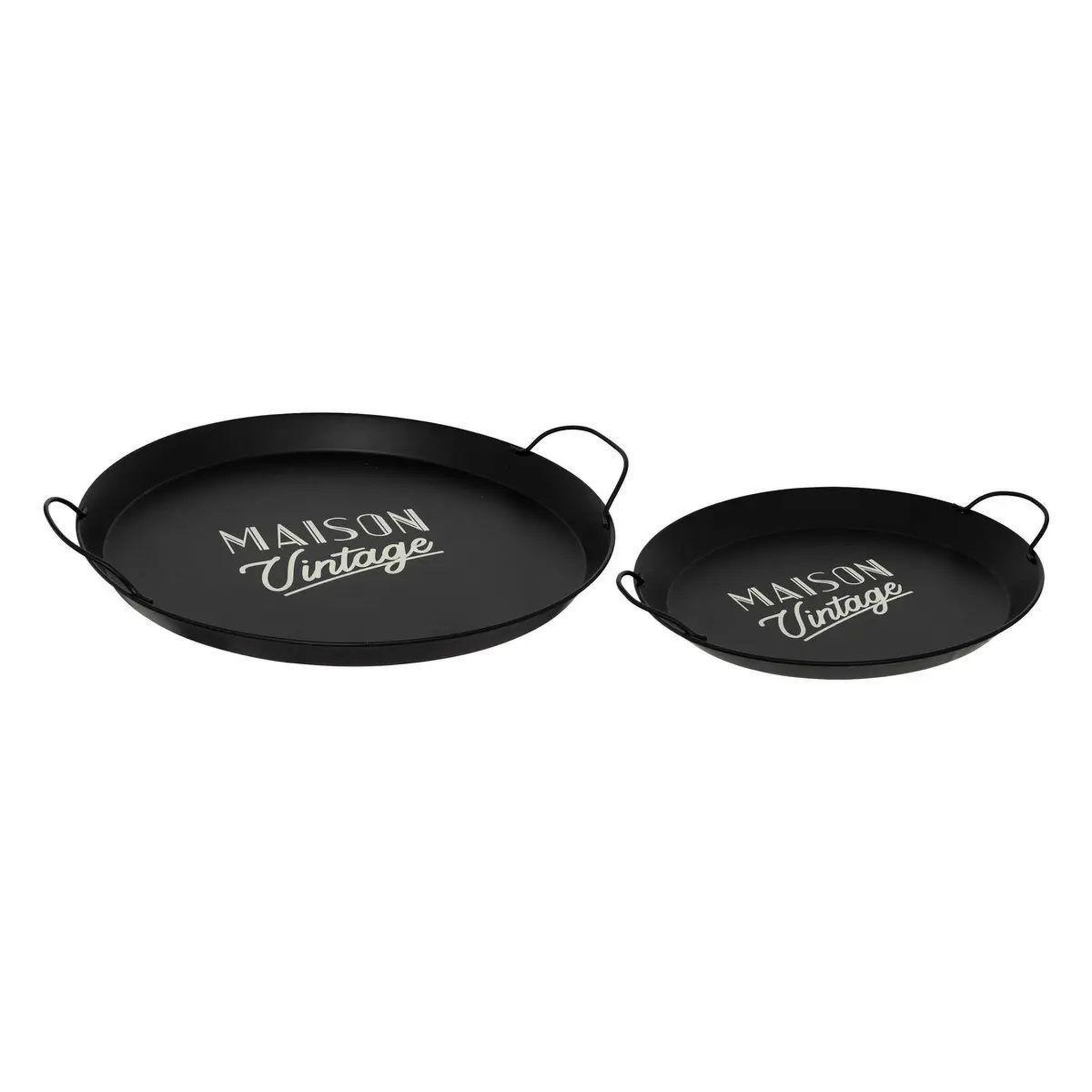 Voir la diapositive 1 : ATMOSPHERA Lot de 2 plateaux de service  café  50cm noir