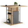 Voir la diapositive 1 : ID MARKET Ilot central UGO 110 cm bois gris et imitation hêtre avec rangements design industriel