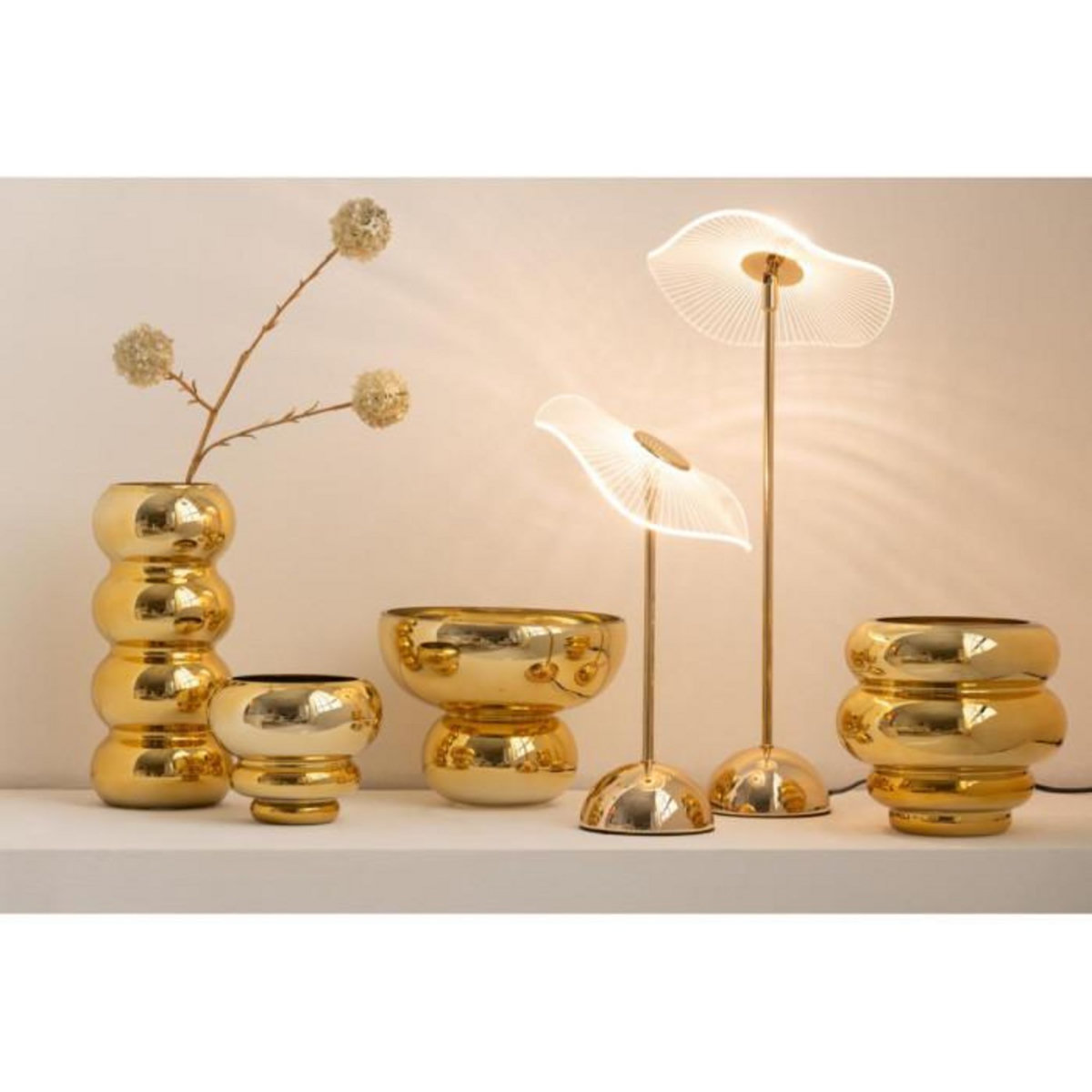 Paris Prix Photophore Design  Cléa  20cm Doré