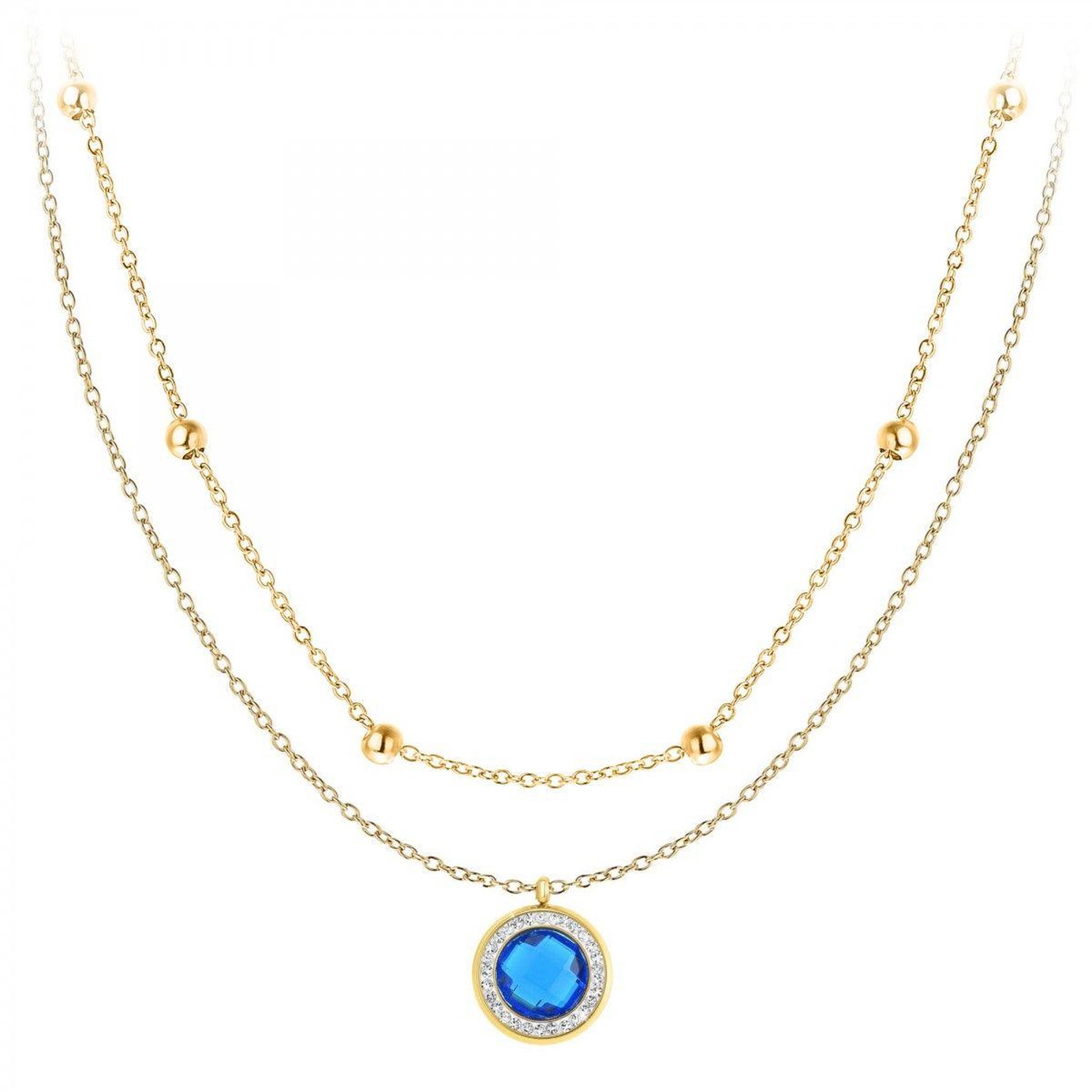 SC BOHEME Lot de 2 colliers SC Bohème en Acier Finement doré orné de cristaux scintillants