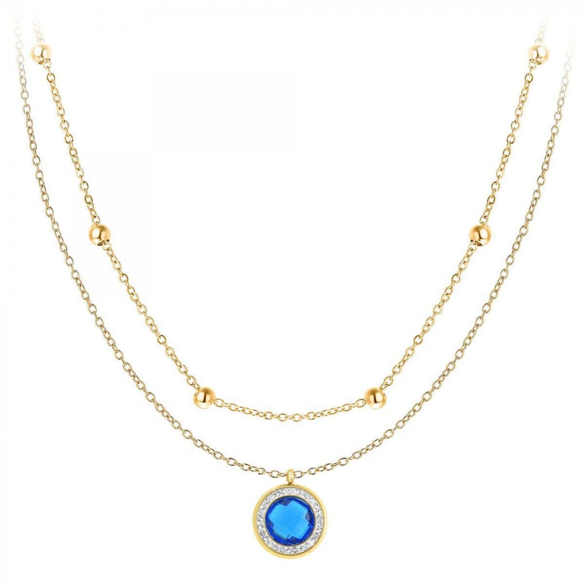 SC BOHEME Lot de 2 colliers SC Bohème en Acier Finement doré orné de cristaux scintillants