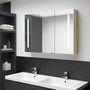 Voir la diapositive 1 : VIDAXL Armoire de salle de bain à miroir LED 89x14x62cm blanc et chêne