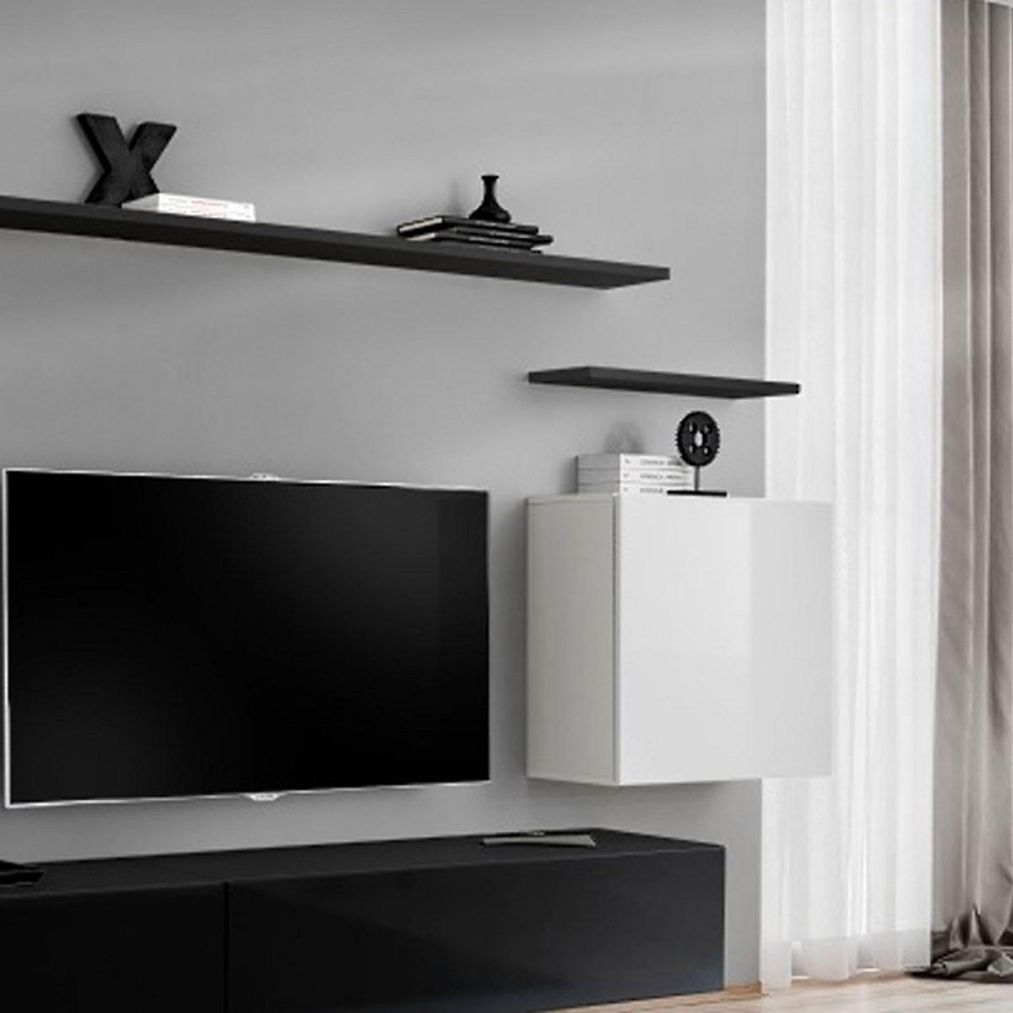 Voir la diapositive 3 : Paris Prix Meuble tv mural design  switch ii  270cm blanc & noir