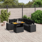 VIDAXL Salon de jardin 6 pcs avec coussins noir resine tressee