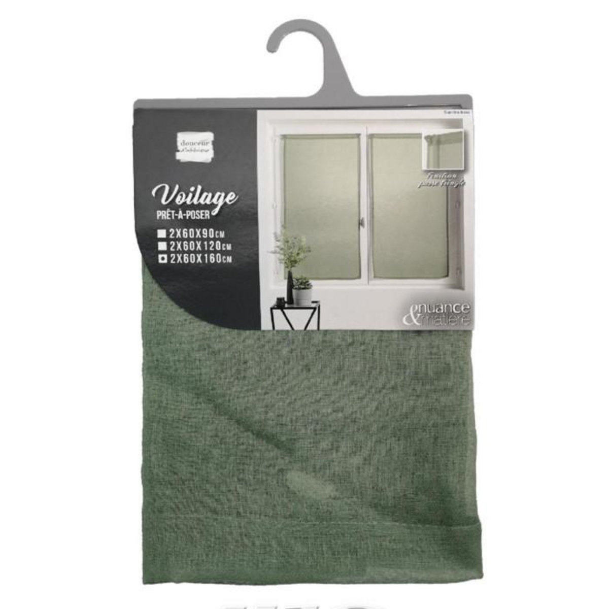 Paris Prix Paire de Voilages  Sandra  60x160cm Kaki