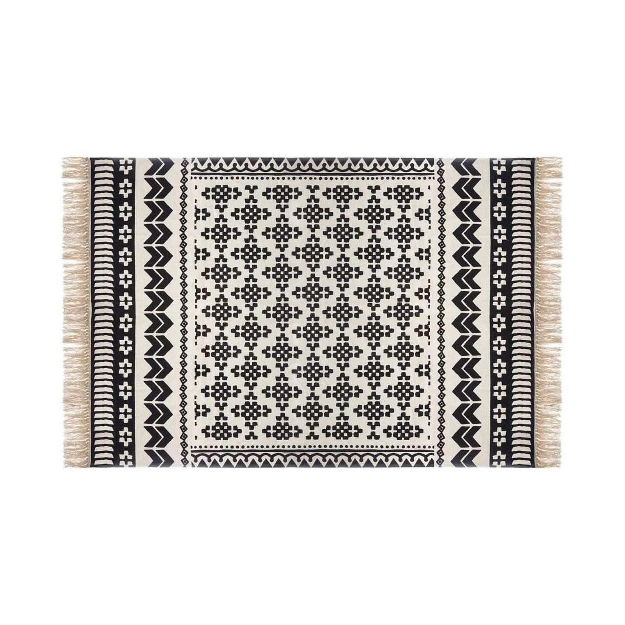ATMOSPHERA Tapis déco à franges  pailo  120x170cm noir & blanc