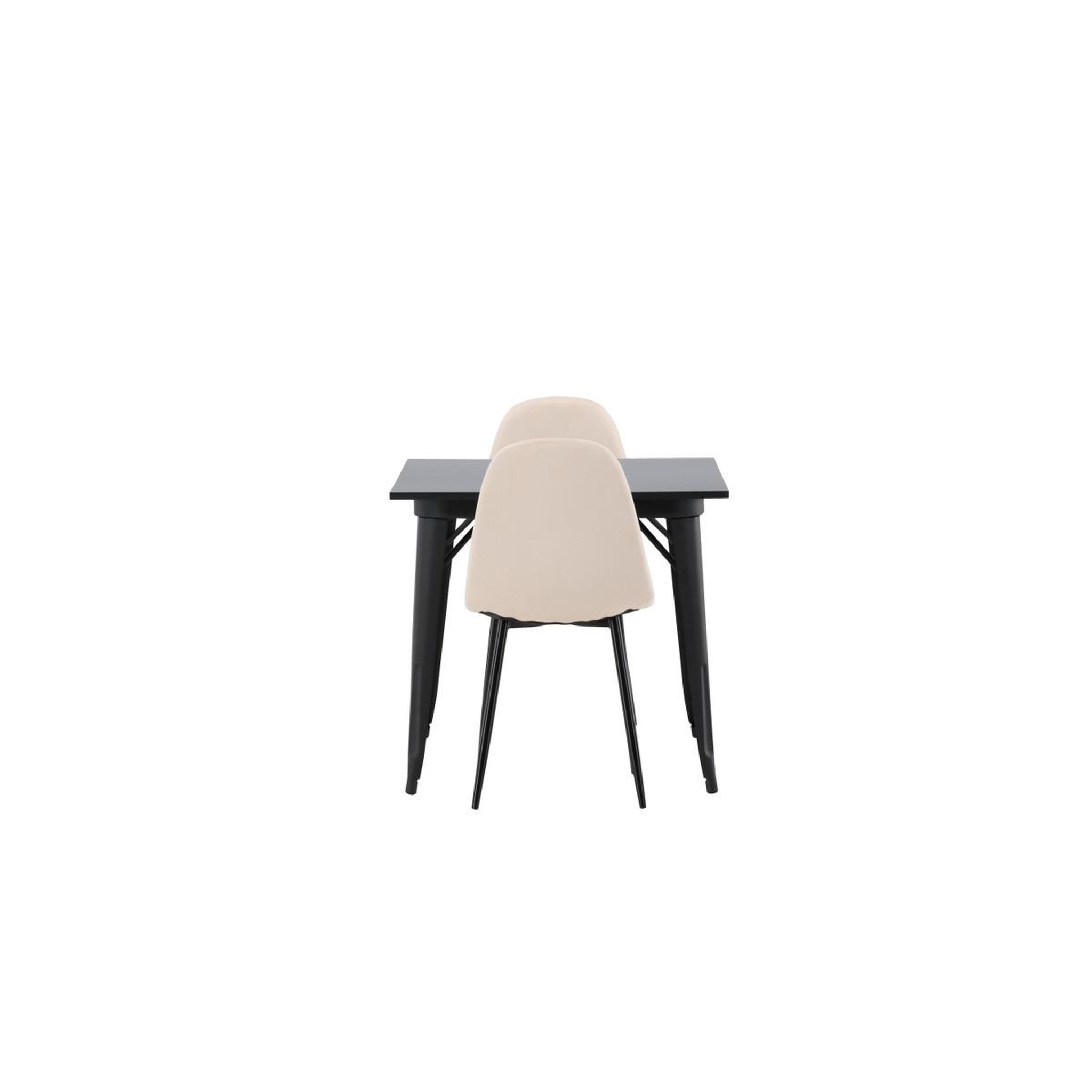 Voir la diapositive 3 : Paris Prix Ensemble table à manger & 2 chaises  tempe & polar  80cm noir & beige