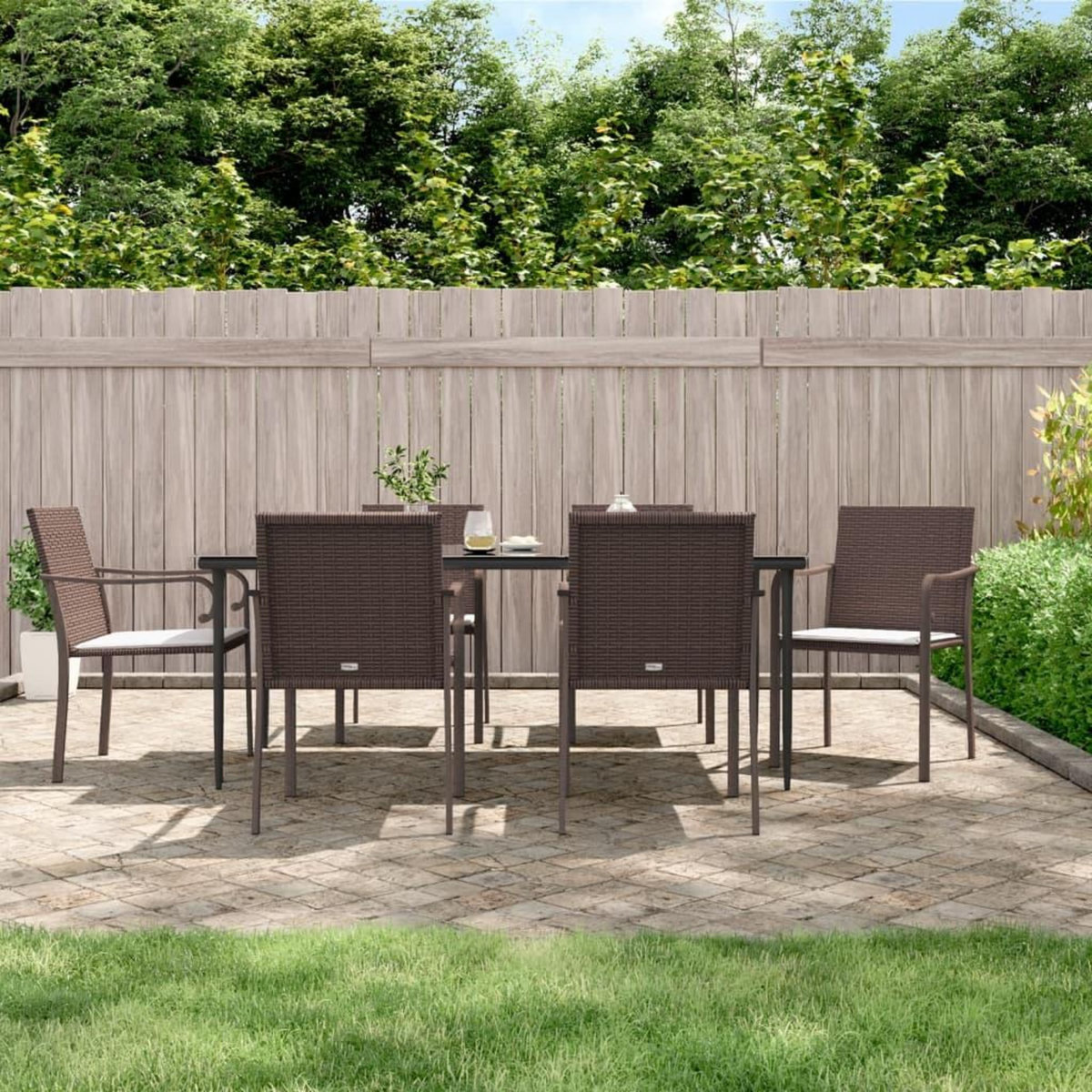 VIDAXL Chaises de jardin et coussins lot de 6 marron 56x59x84 cm rotin