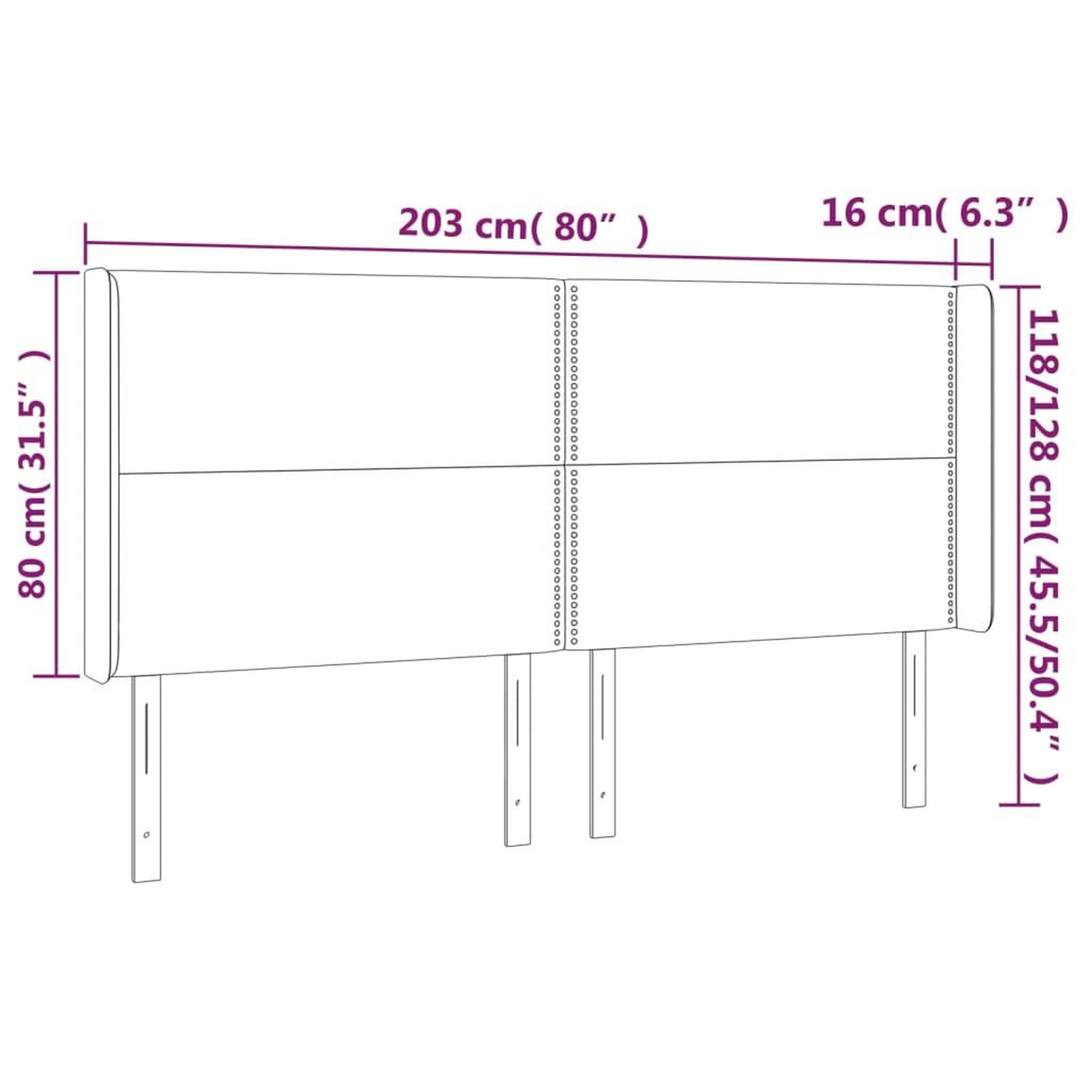 Voir la diapositive 6 : VIDAXL Tete de lit a LED Marron fonce 203x16x118/128 cm Tissu