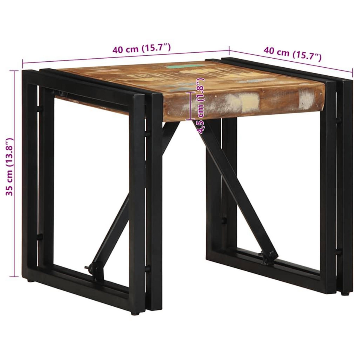 VIDAXL Table basse multicolore 40x40x35 cm bois de recuperation massif
