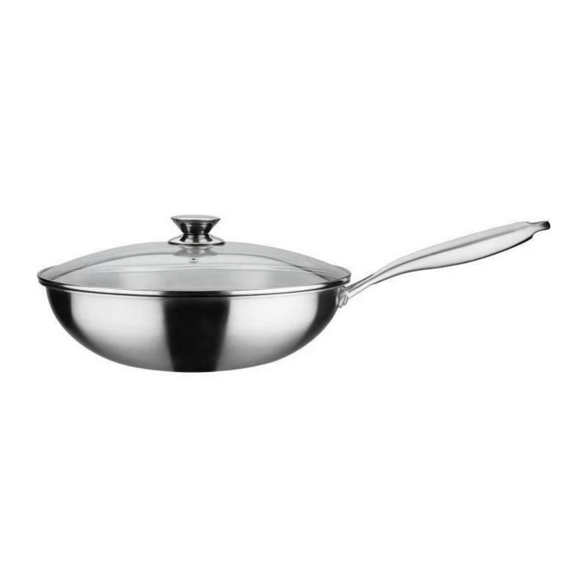 GSW GSW Wok pro avec couvercle - Ø 32 cm - Fond 3-PLY - Poignée rivetée - Inox - Tous feux dont induction