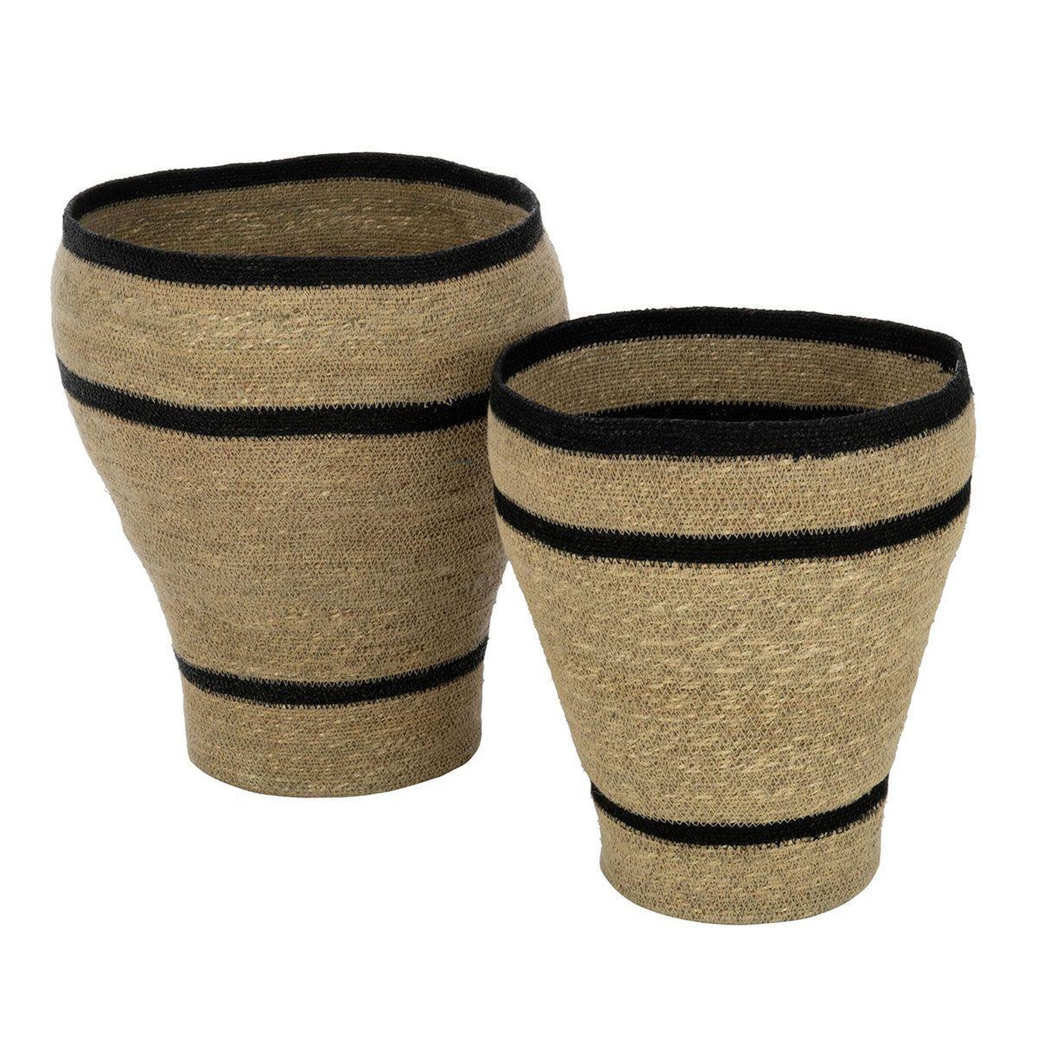 J-LINE Lot de 2 Cache-Pots Paniers Lignes  Herbes Marines  45cm Naturel