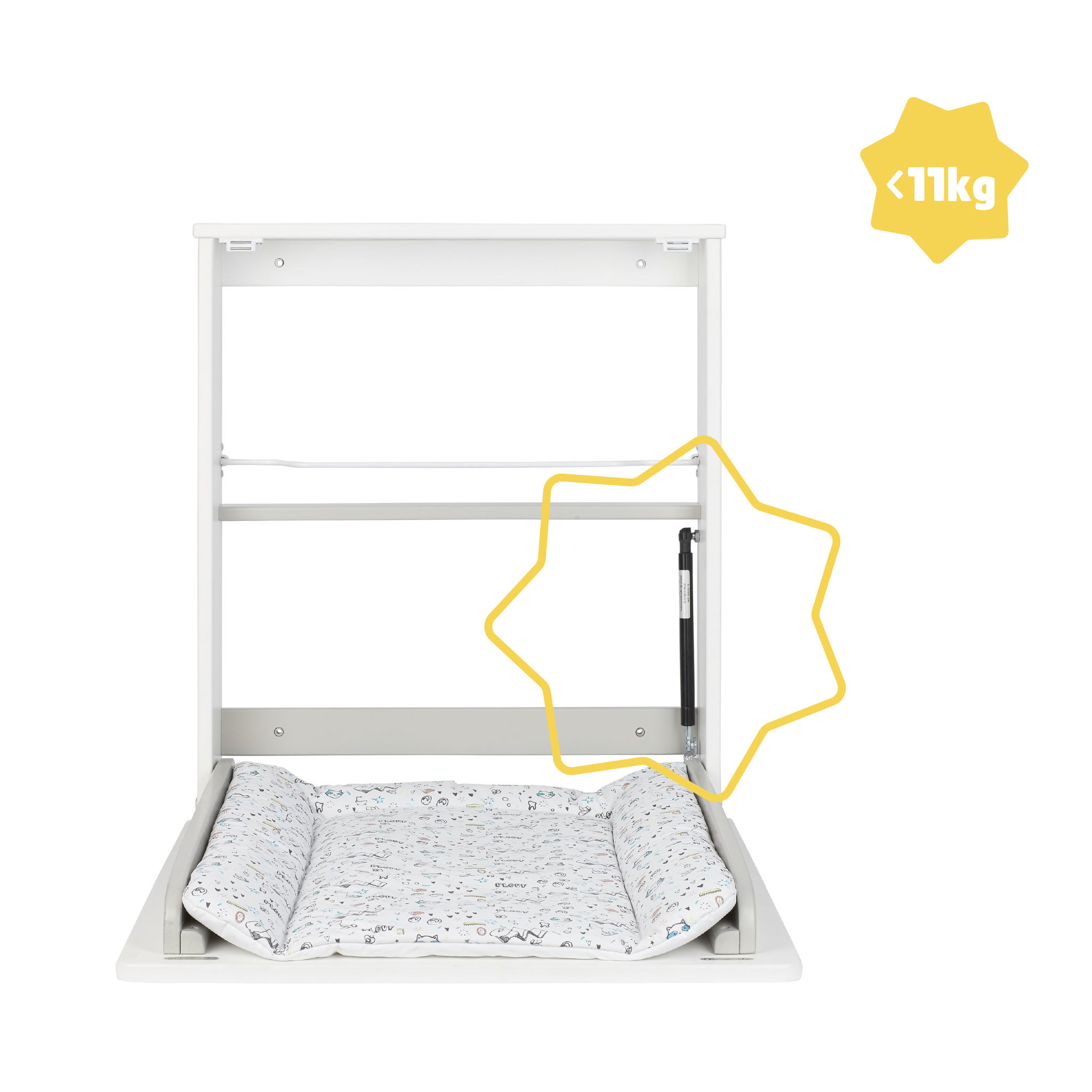 Voir la diapositive 4 : BADABULLE Table à langer murale Plouf compacte avec matelas à langer