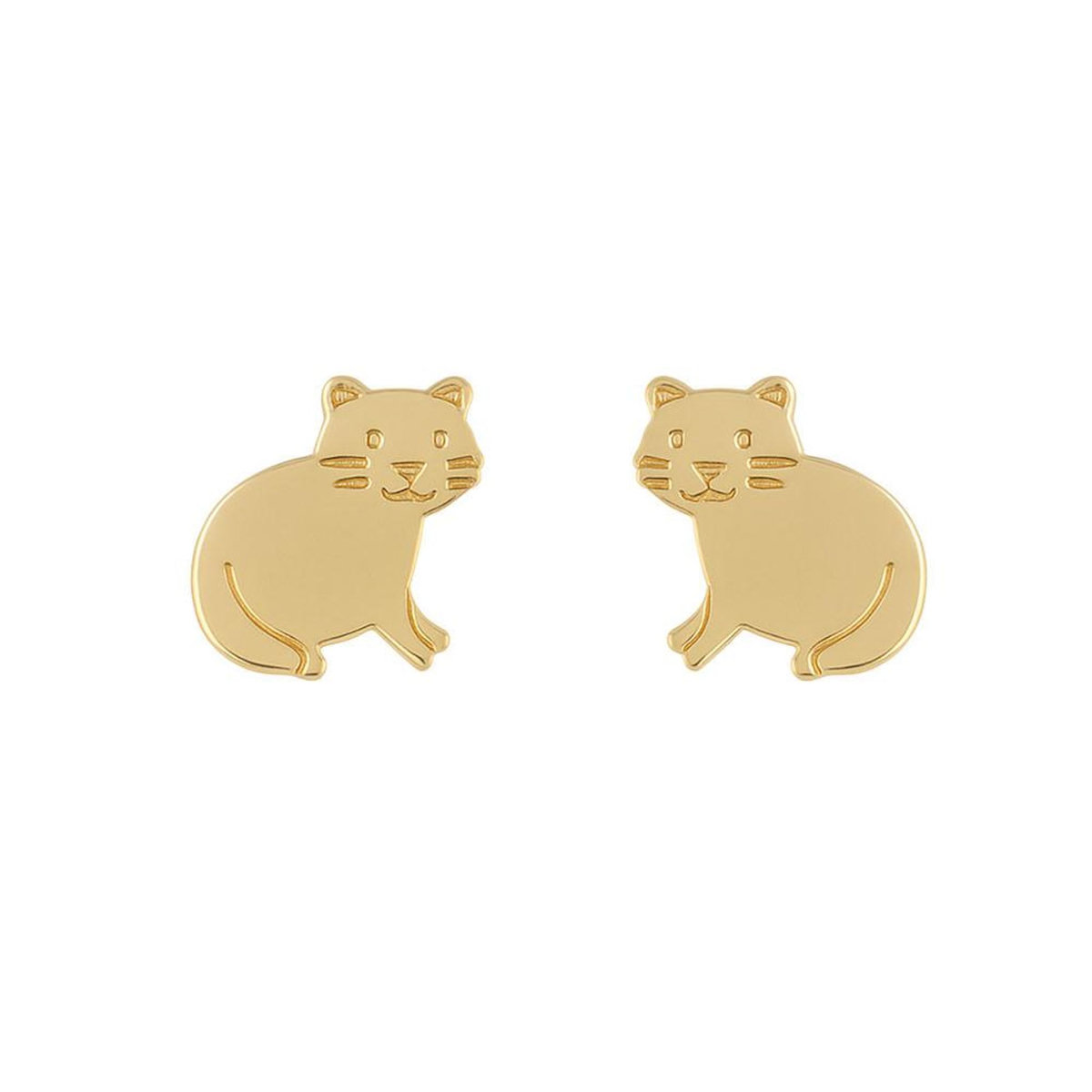 L'ATELIER D'AZUR Boucles d'Oreilles Chats - Or Jaune - Enfant