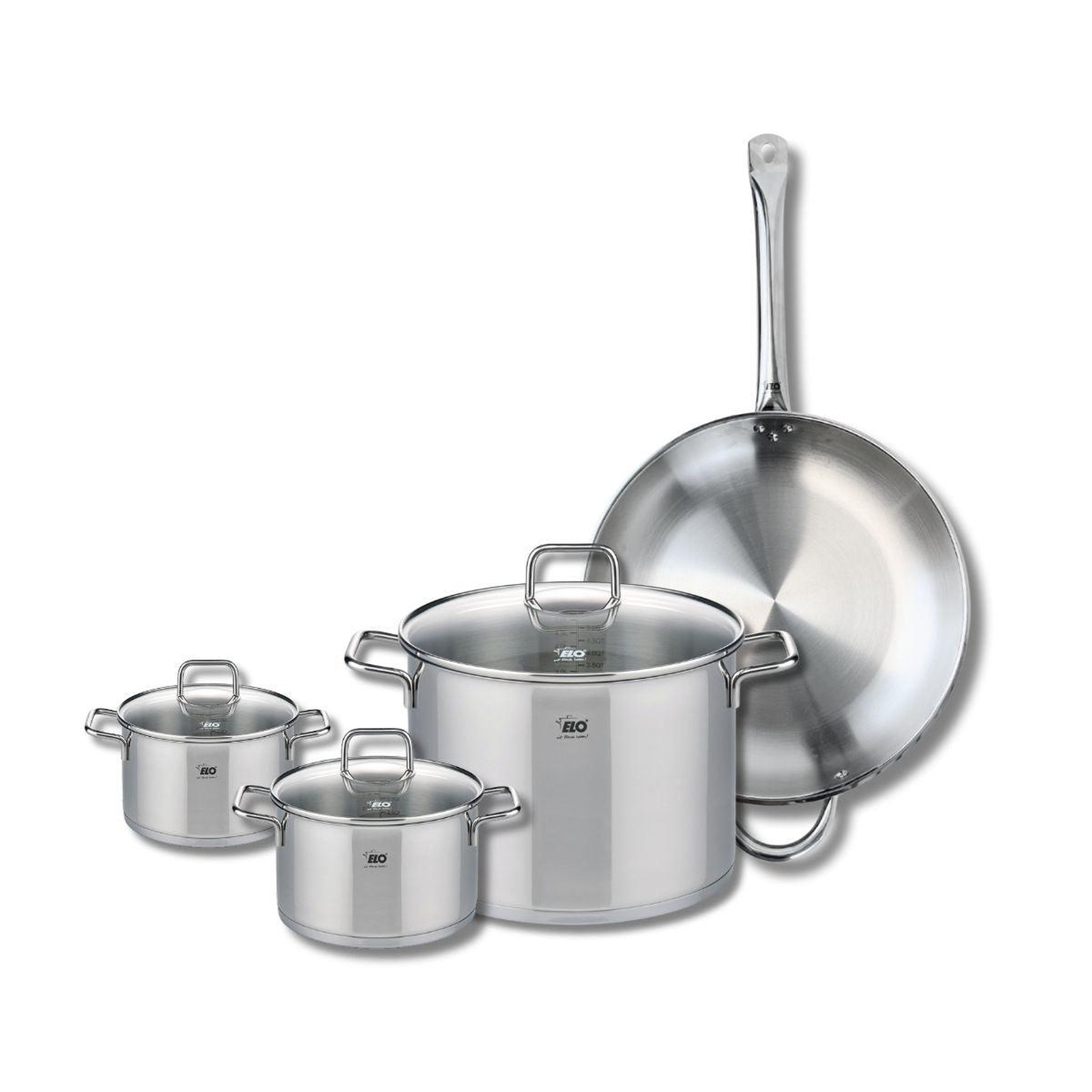 ELO Set de 1 poêle de cuisson 32 cm et 3 faitouts 14, 16 et 26 cm elo profi citrin