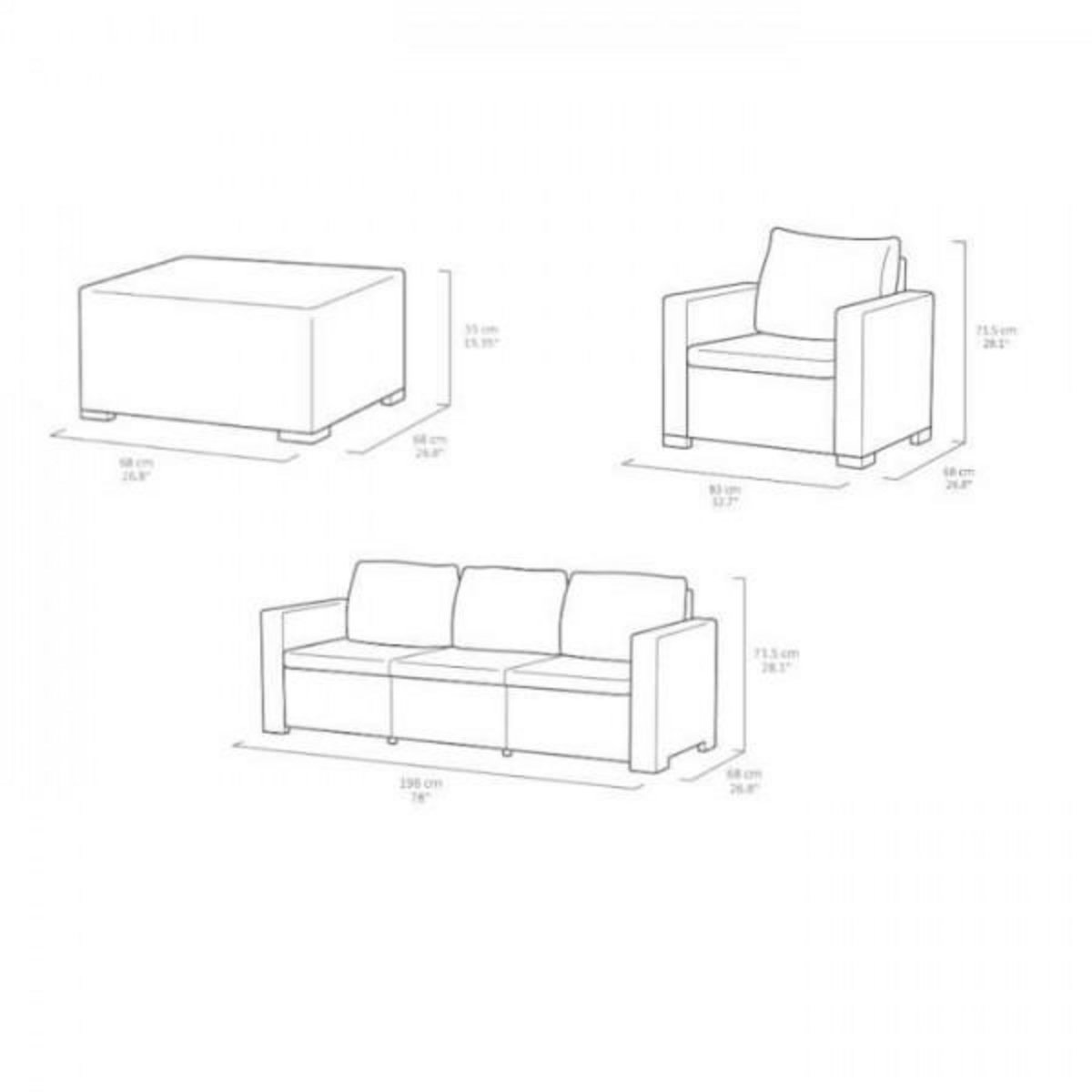 ALLIBERT by KETER Salon de jardin résine tressée imitation rotin ALLIBERT avec table basse - 5 personnes - California - Beige