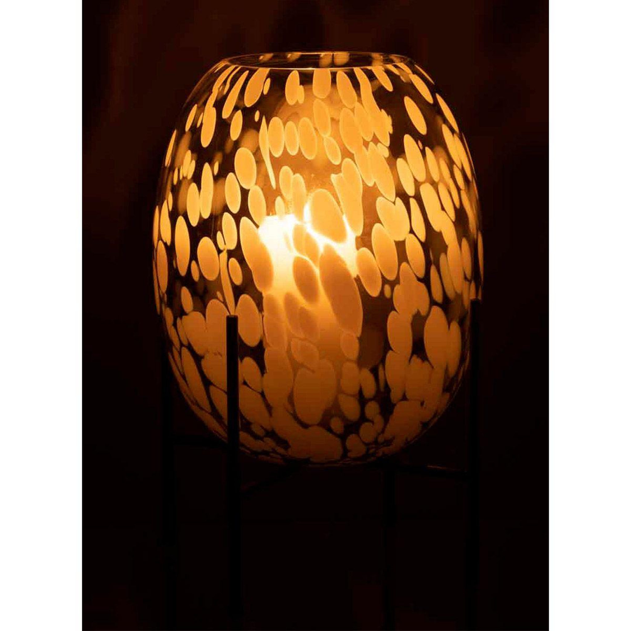 Voir la diapositive 3 : J-LINE Vase sur pied design  tâche  38cm gris & blanc