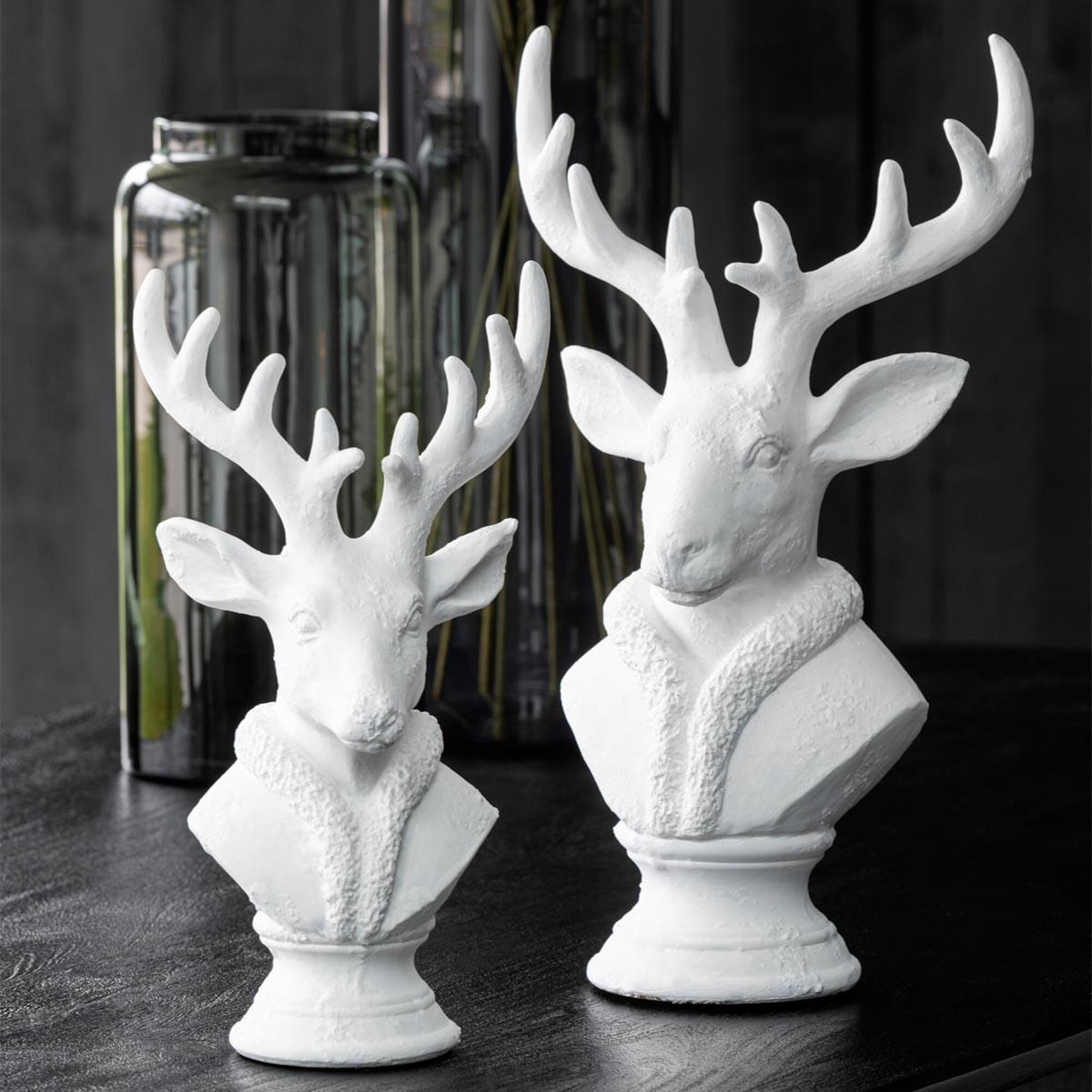 Voir la diapositive 5 : J-LINE Tête de cerf en résine  courchevel  38cm blanc