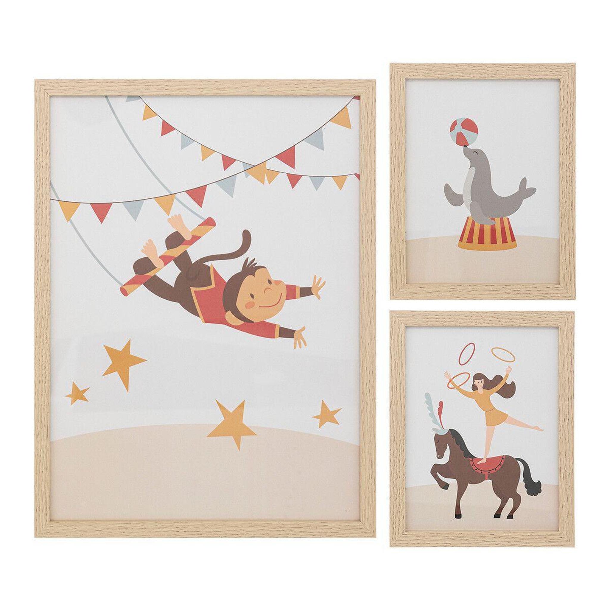 Voir la diapositive 1 : Atmosphera Kids Lot de 3 cadres déco enfant  cirque  40cm beige