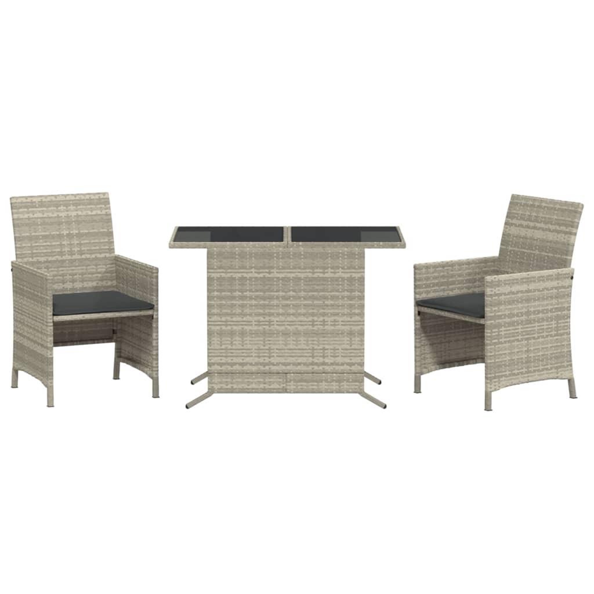 Voir la diapositive 2 : VIDAXL Ensemble de bistro 3 pcs et coussins gris clair resine tressee