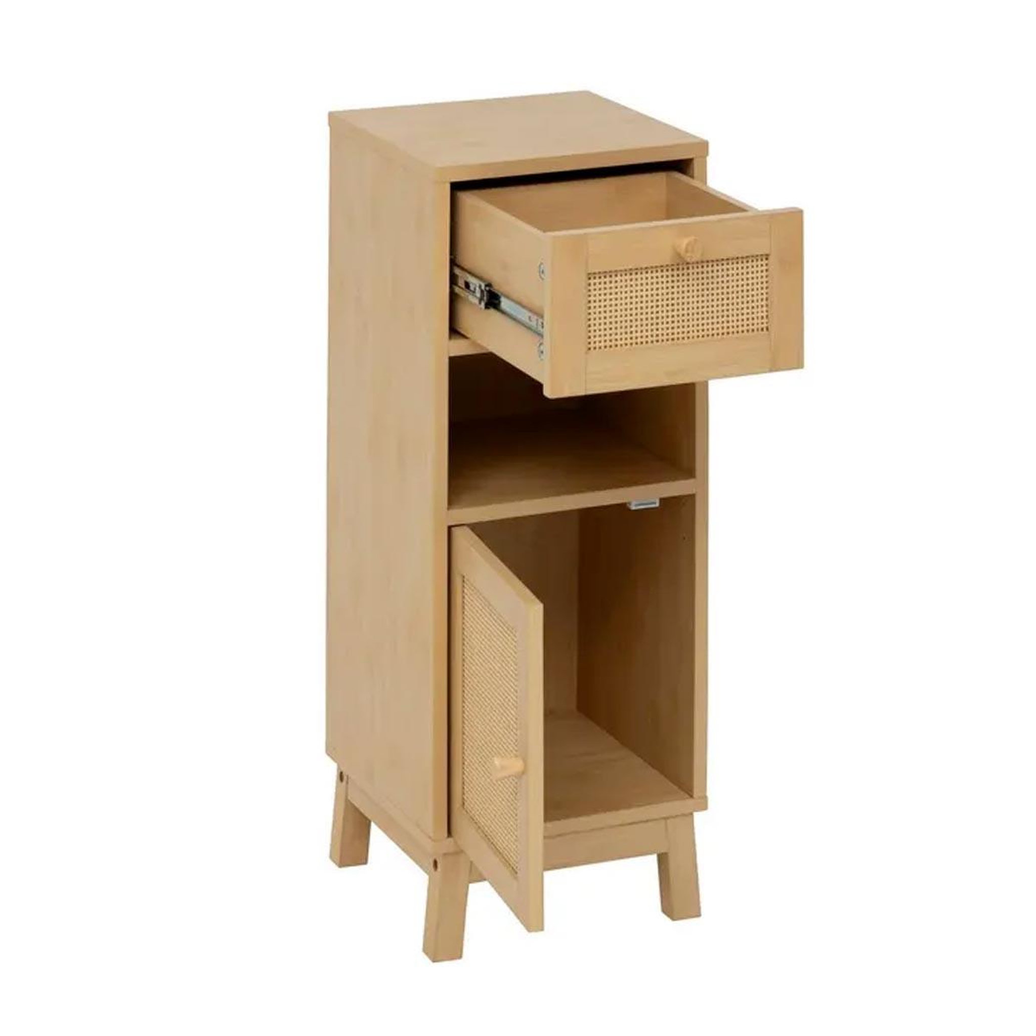 Voir la diapositive 2 : FIVE Meuble bas salle de bain  cane  80cm naturel