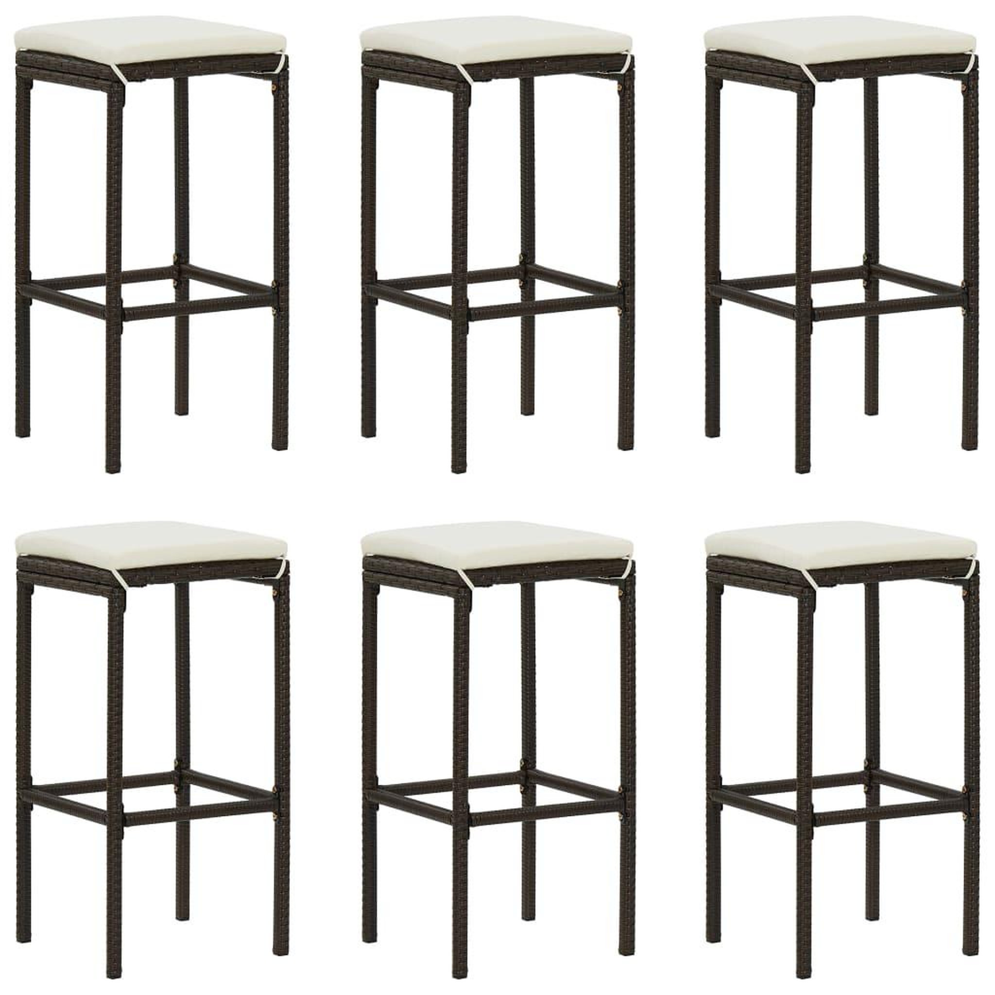 Voir la diapositive 3 : VIDAXL Ensemble de bar de jardin 7 pcs coussins Resine tressee Marron