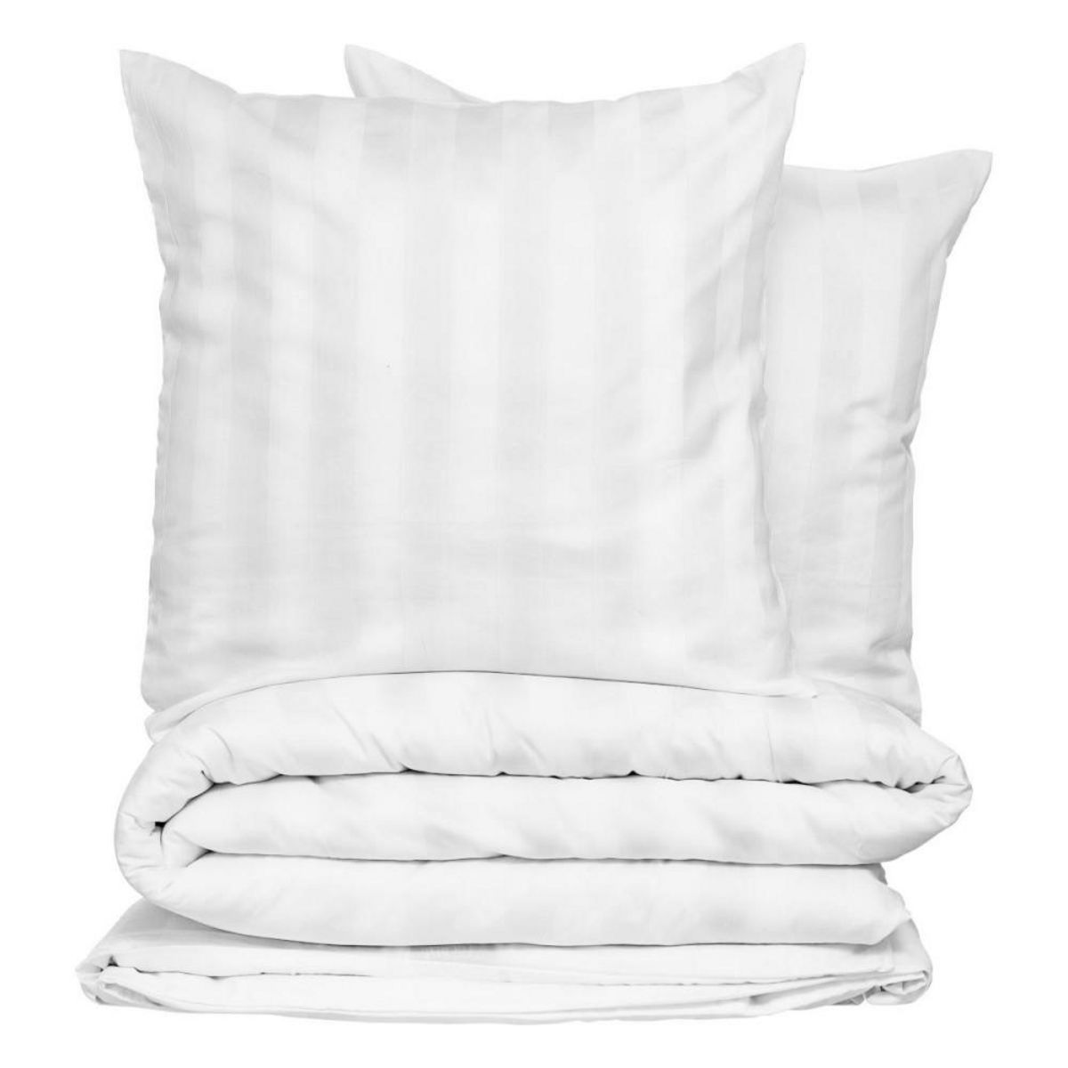 ATMOSPHERA Housse de couette 240x220 + 2 taies coton satiné blanc