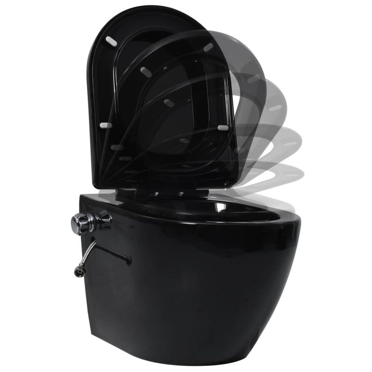 VIDAXL Toilette murale sans bord a fonction de bidet Ceramique Noir