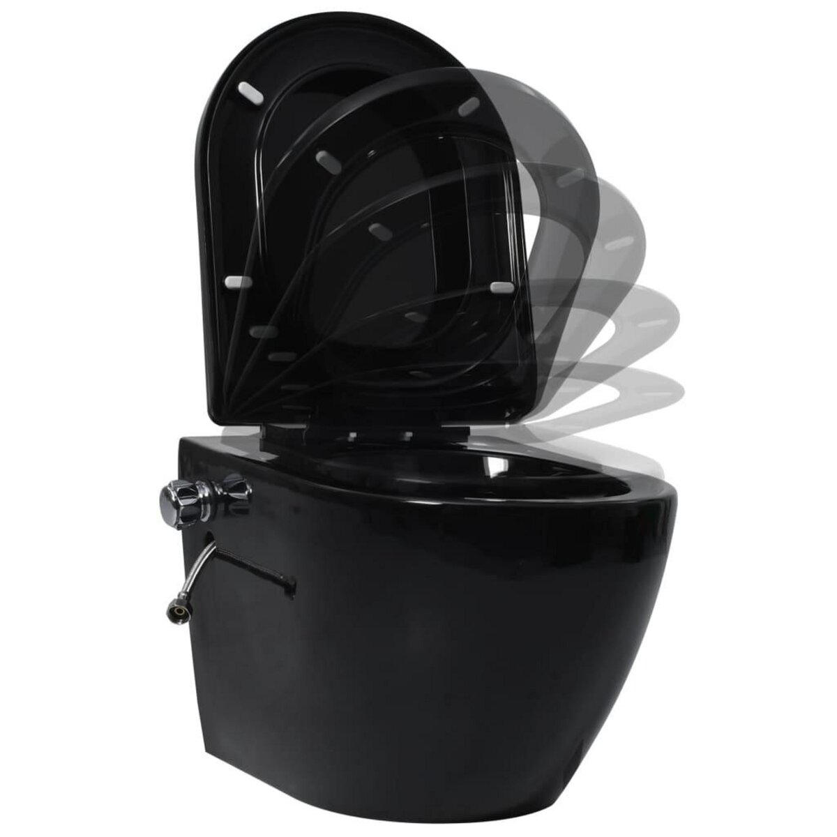 VIDAXL Toilette murale sans bord a fonction de bidet Ceramique Noir