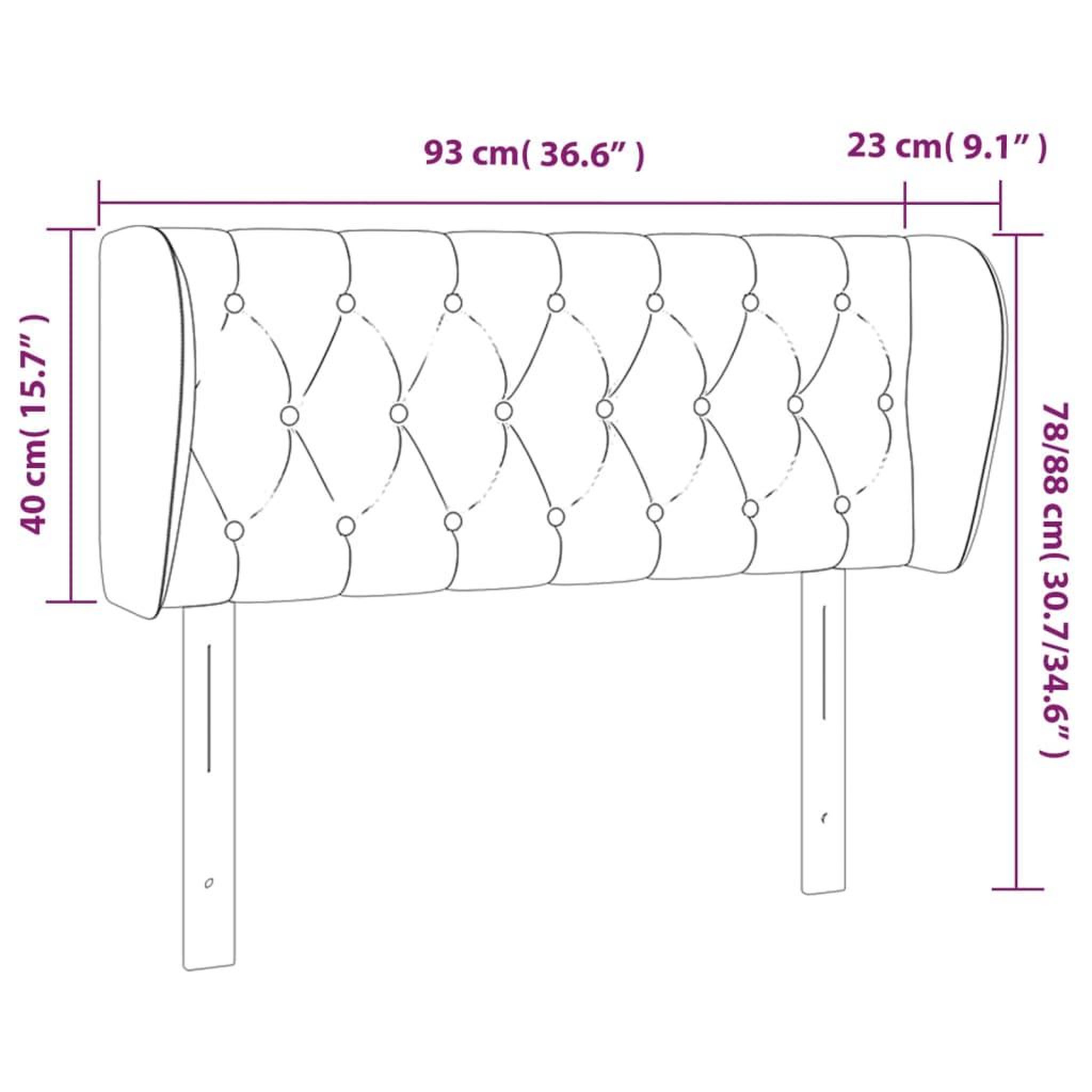 Voir la diapositive 6 : VIDAXL Tete de lit avec oreilles Gris fonce 93x23x78/88 cm Tissu