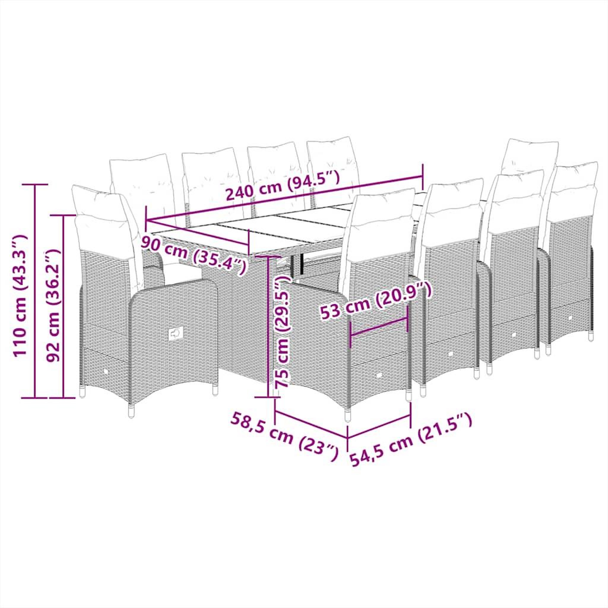 Voir la diapositive 6 : VIDAXL Ensemble de bistro de jardin 11 pcs coussins noir poly rotin