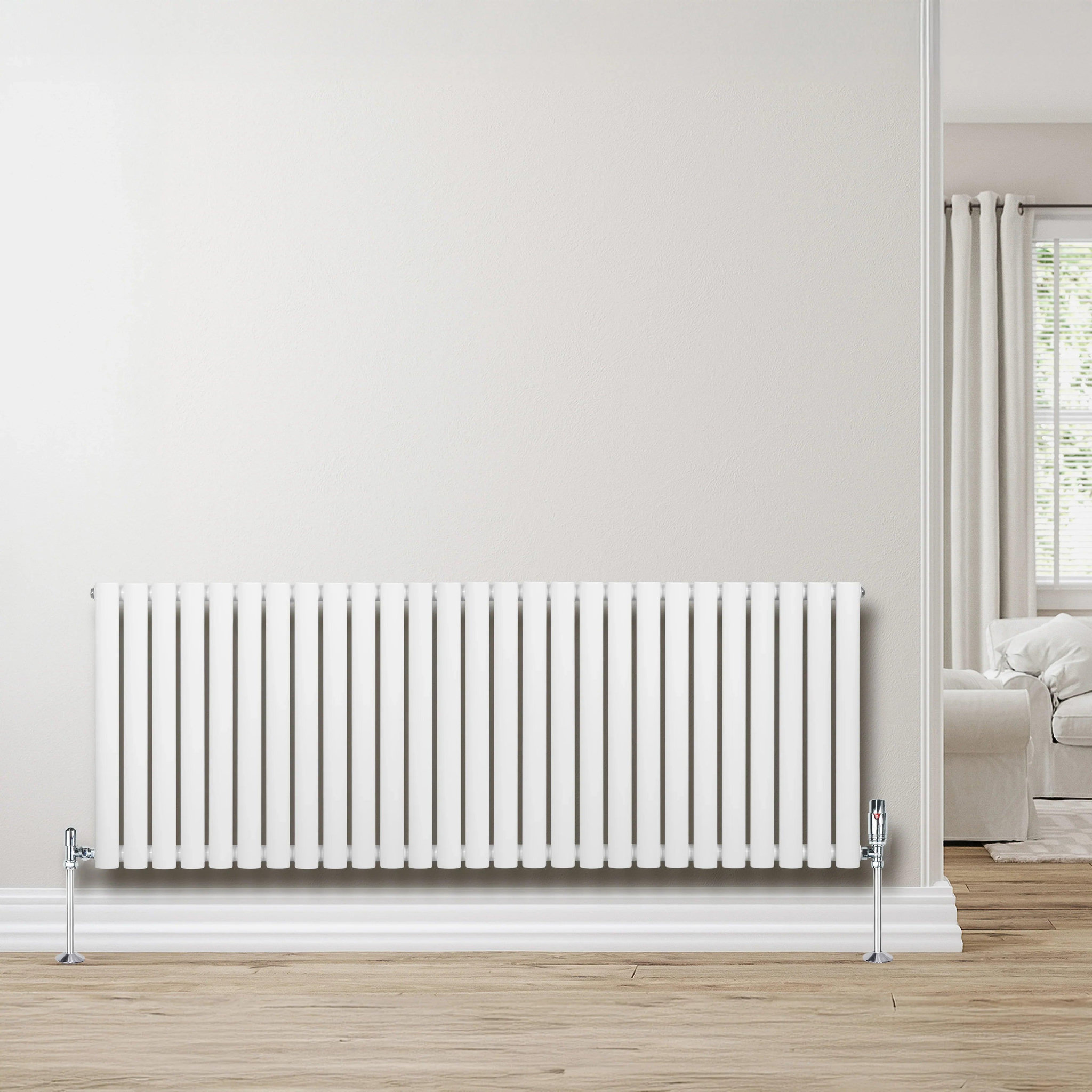 Voir la diapositive 4 : MONSTERSHOP Radiateur à colonnes ovales & vannes, 1 panneau - 600 x 1620 mm