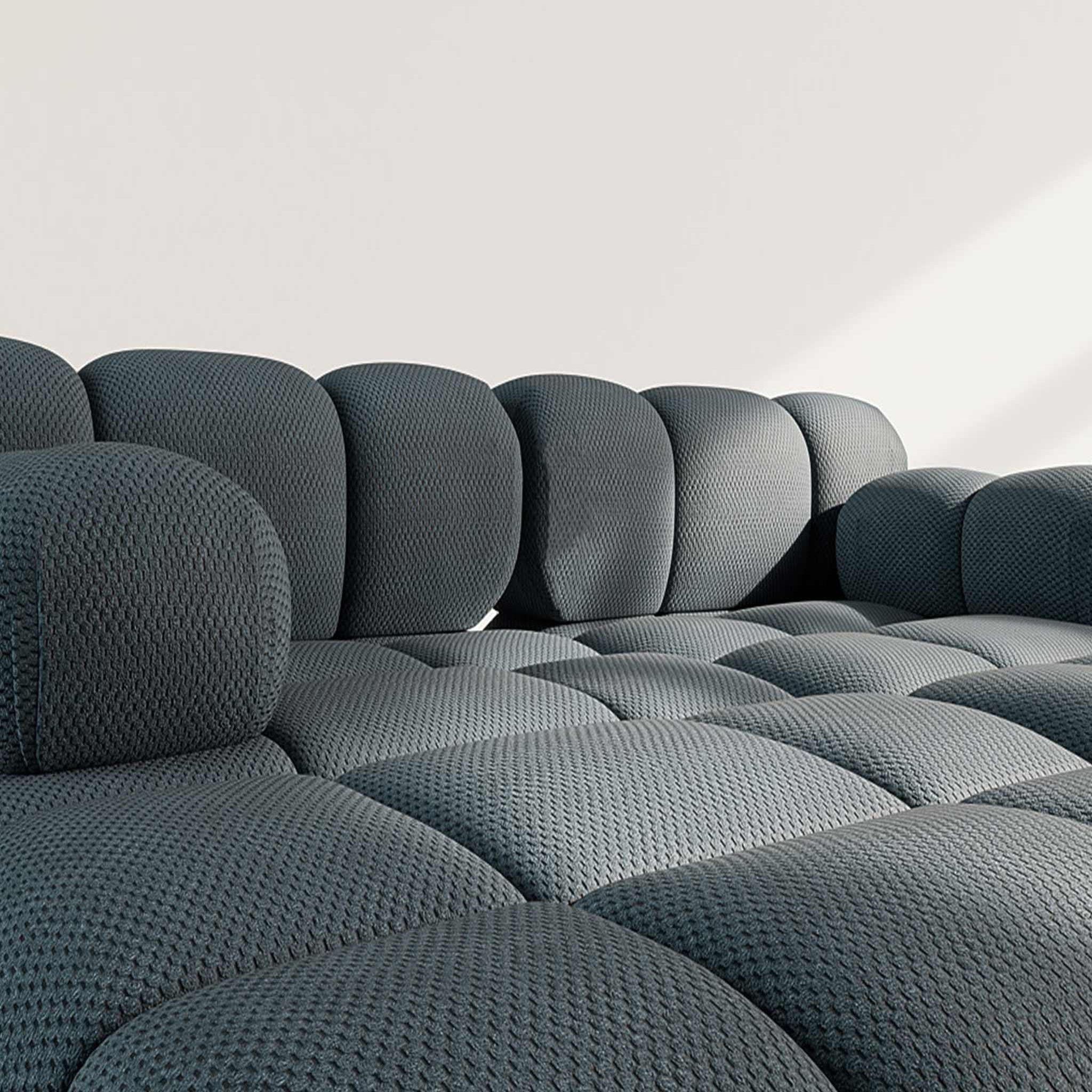 Voir la diapositive 4 : LISA DESIGN Ruby - canapé droit 4 places avec double méridienne - assise profonde - en velours texturé