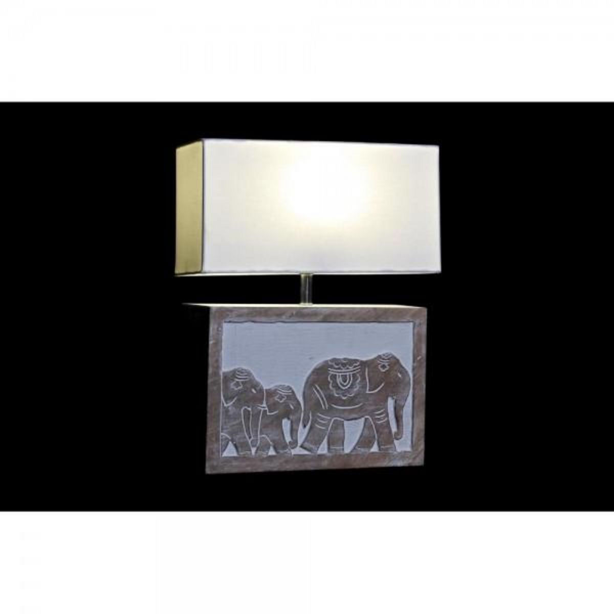 MARKET24 Lampe de bureau DKD Home Decor Blanc Marron Bois de manguier 50 W 220 V 33 x 12 x 41 cm