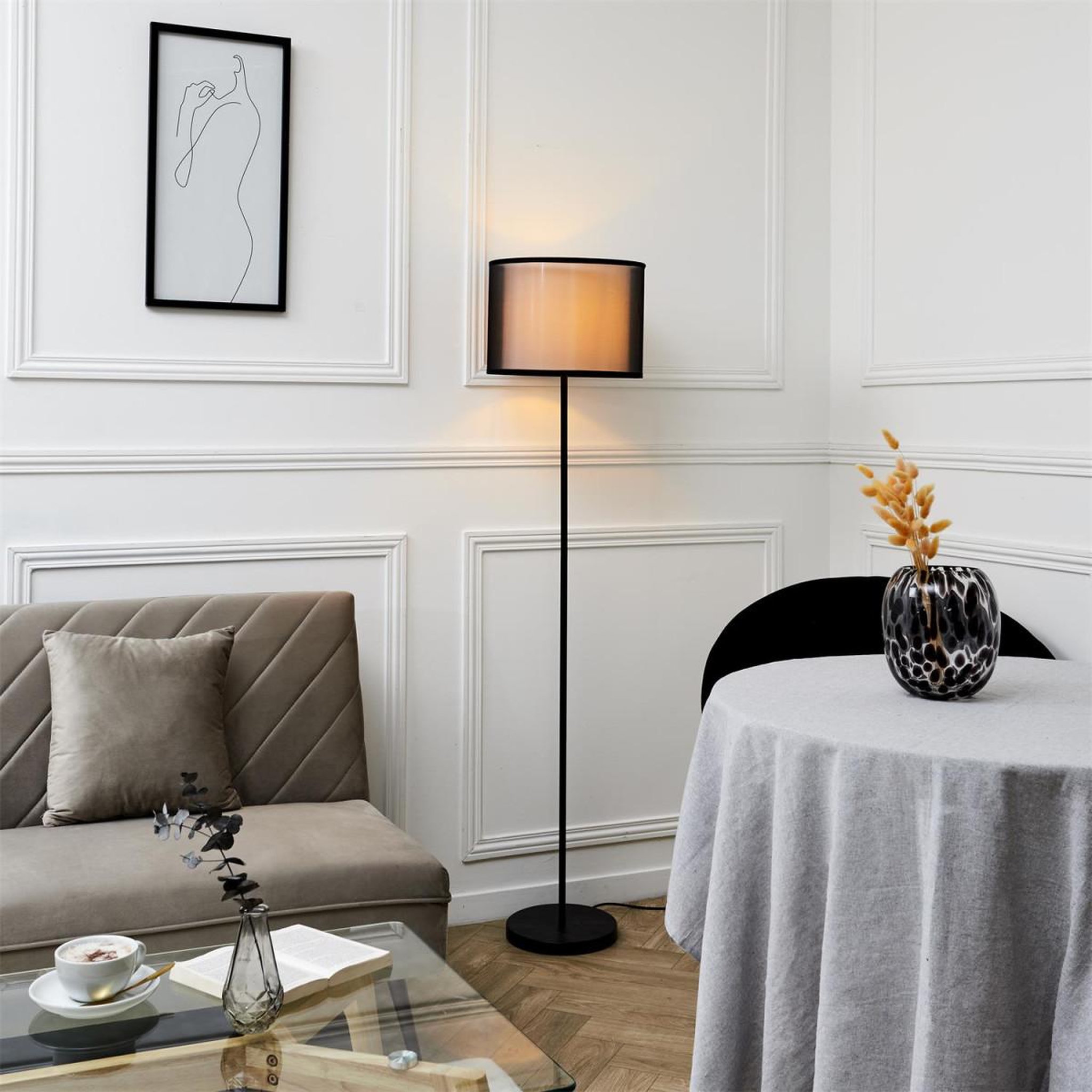Voir la diapositive 3 : The Home Deco Factory Lampadaire double abat-jour  floor  150cm noir