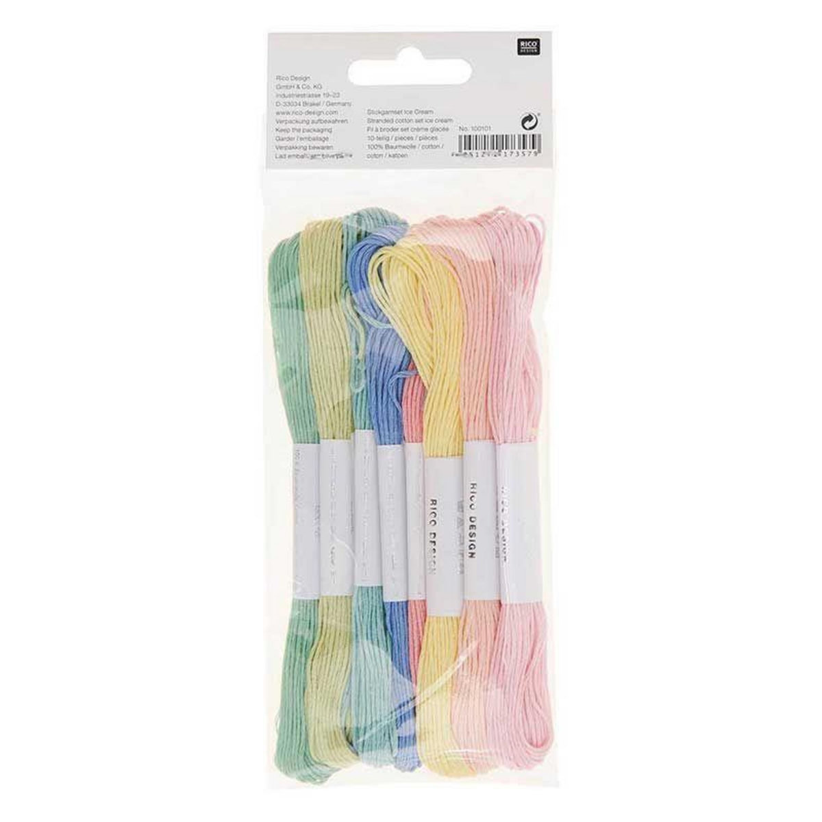 RICO DESIGN 10 fils à broder en coton - Crème glacée